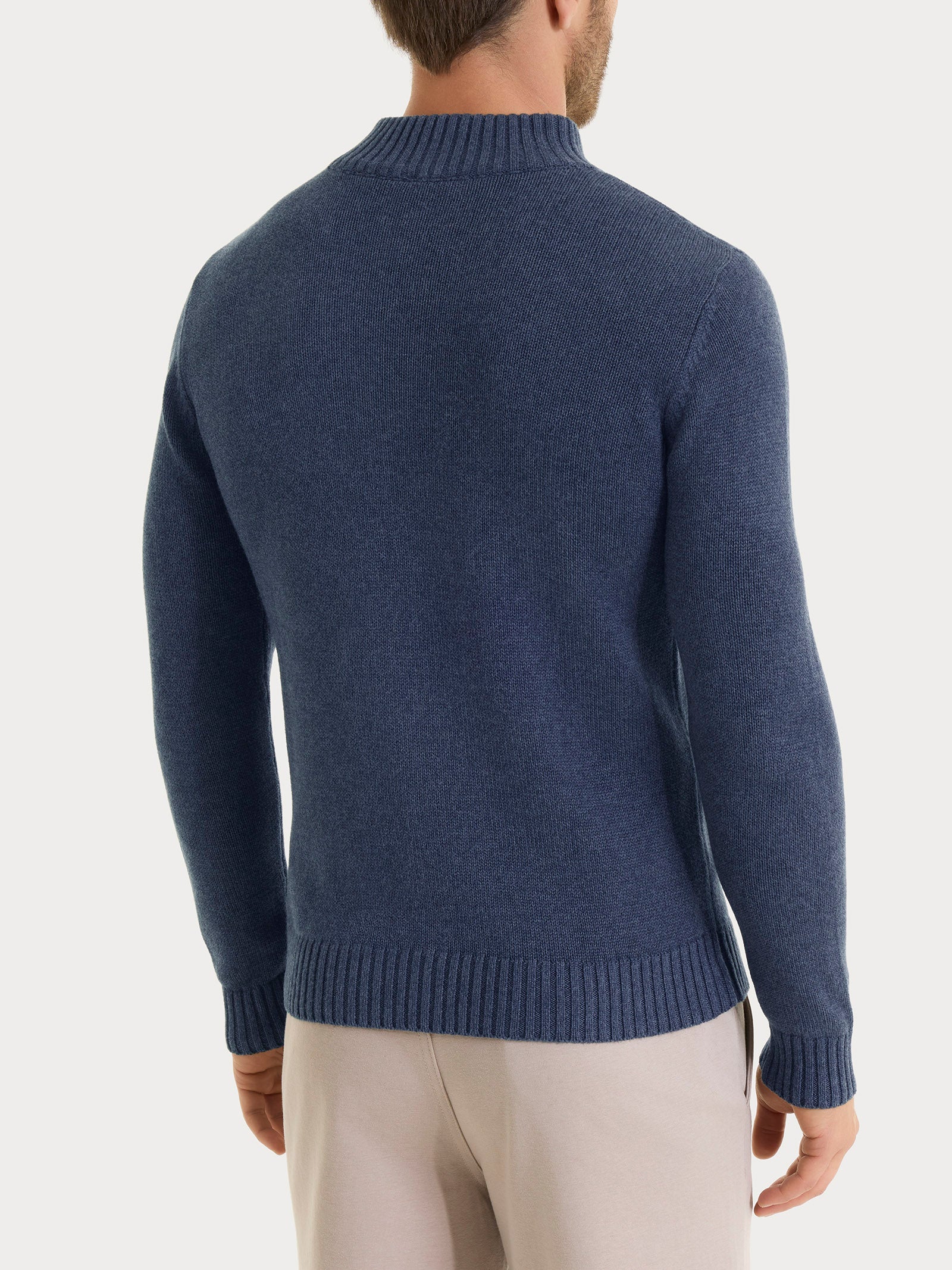 Lupetto con zip e bottoni in Winter Cotton - Avio Mel. - Image 2