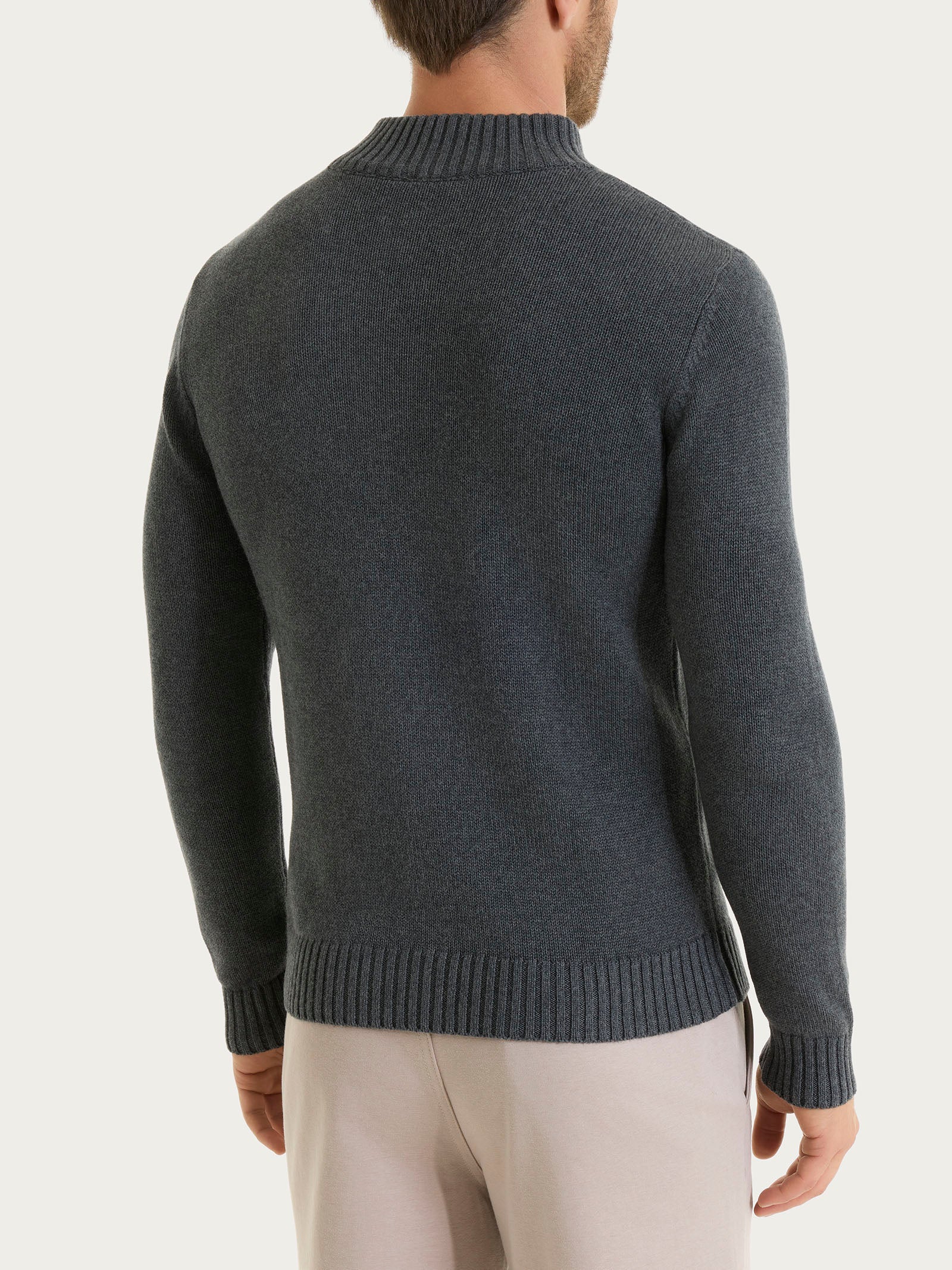 Lupetto con zip e bottoni in Winter Cotton - Ardesia Mel. - Image 2