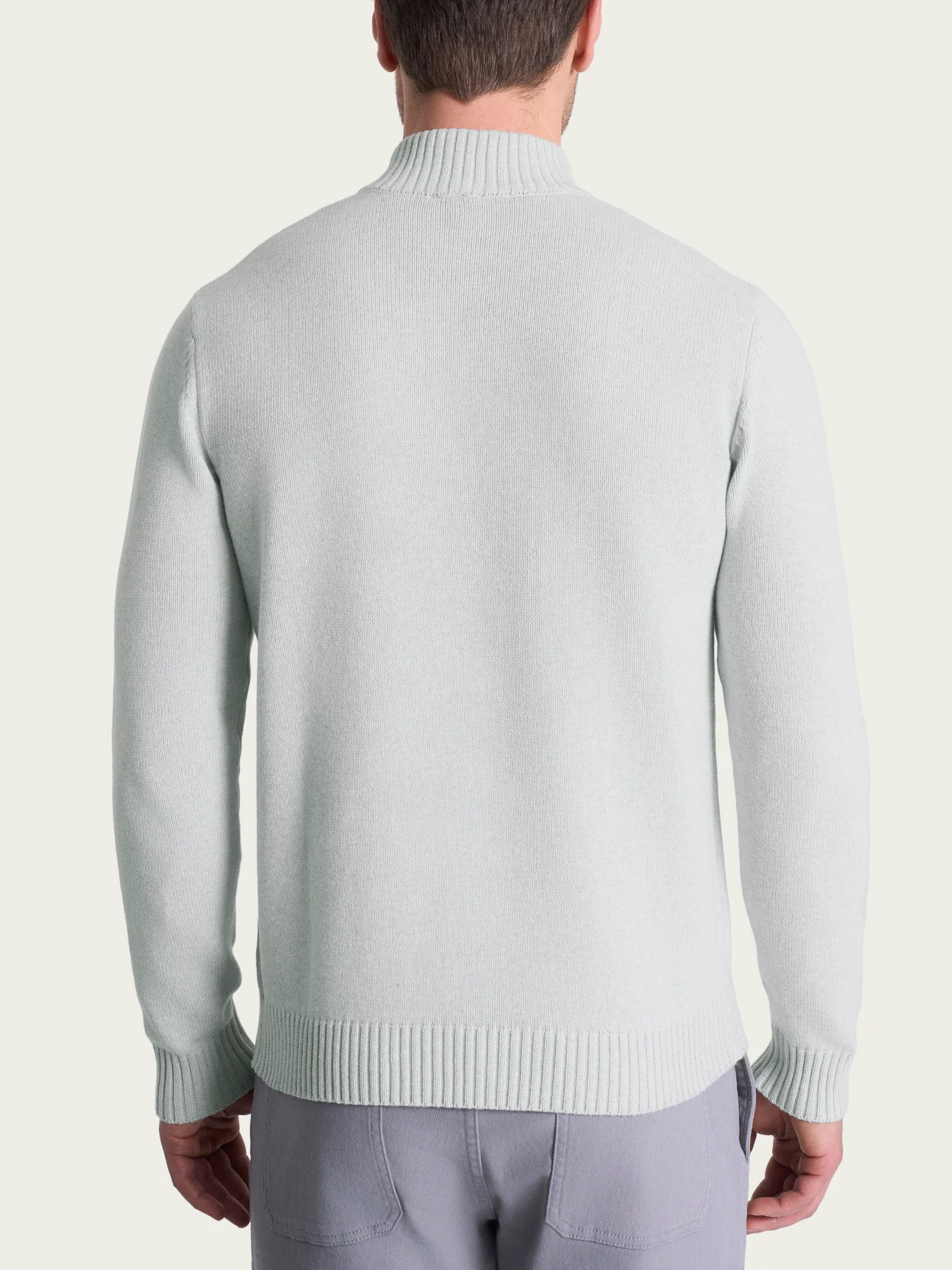 Lupetto con zip e bottoni in Winter Cotton - Dawn Blue Mel. - Image 2