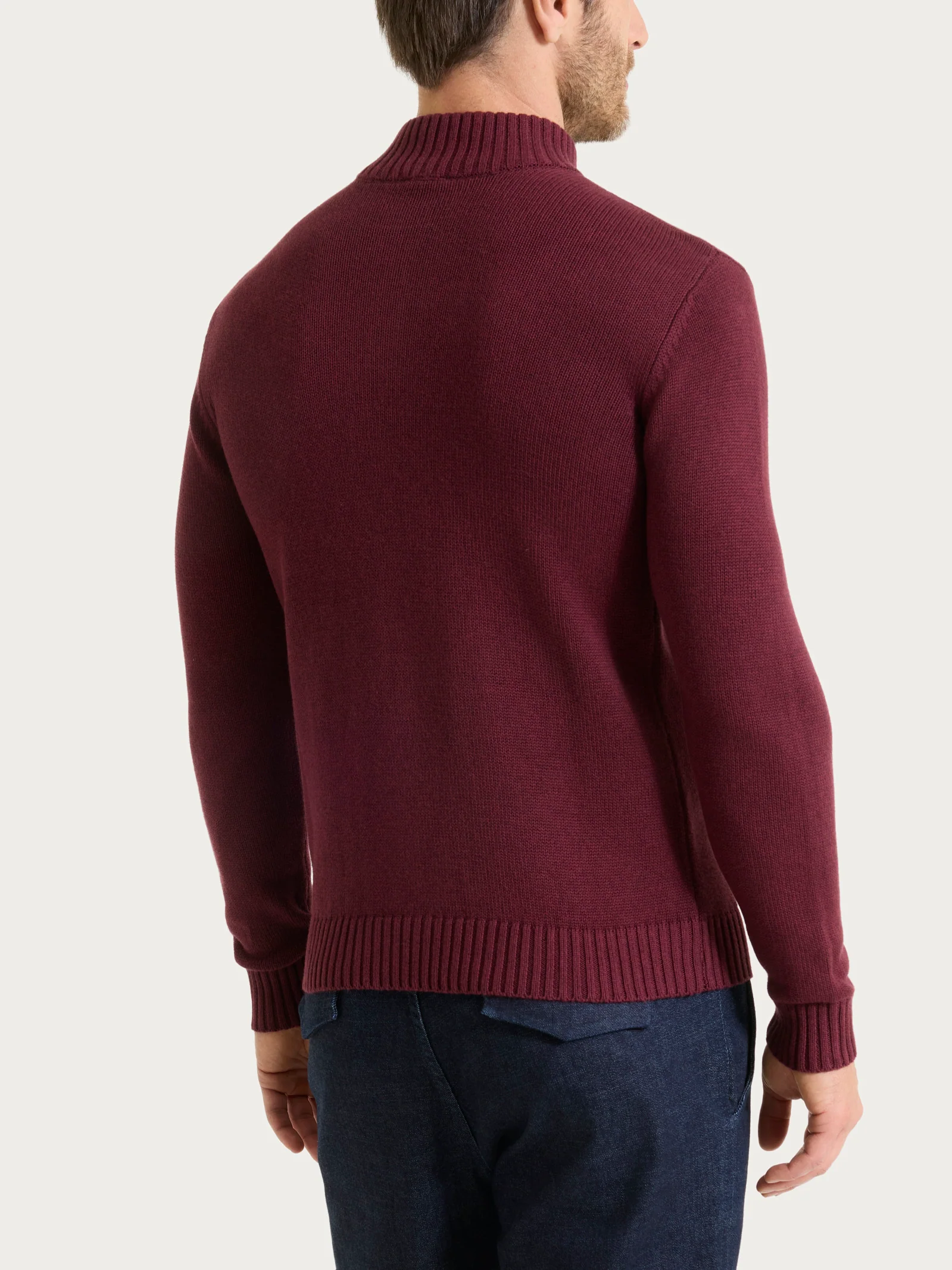 Lupetto con zip e bottoni in Winter Cotton - Fig Mel. - Image 2