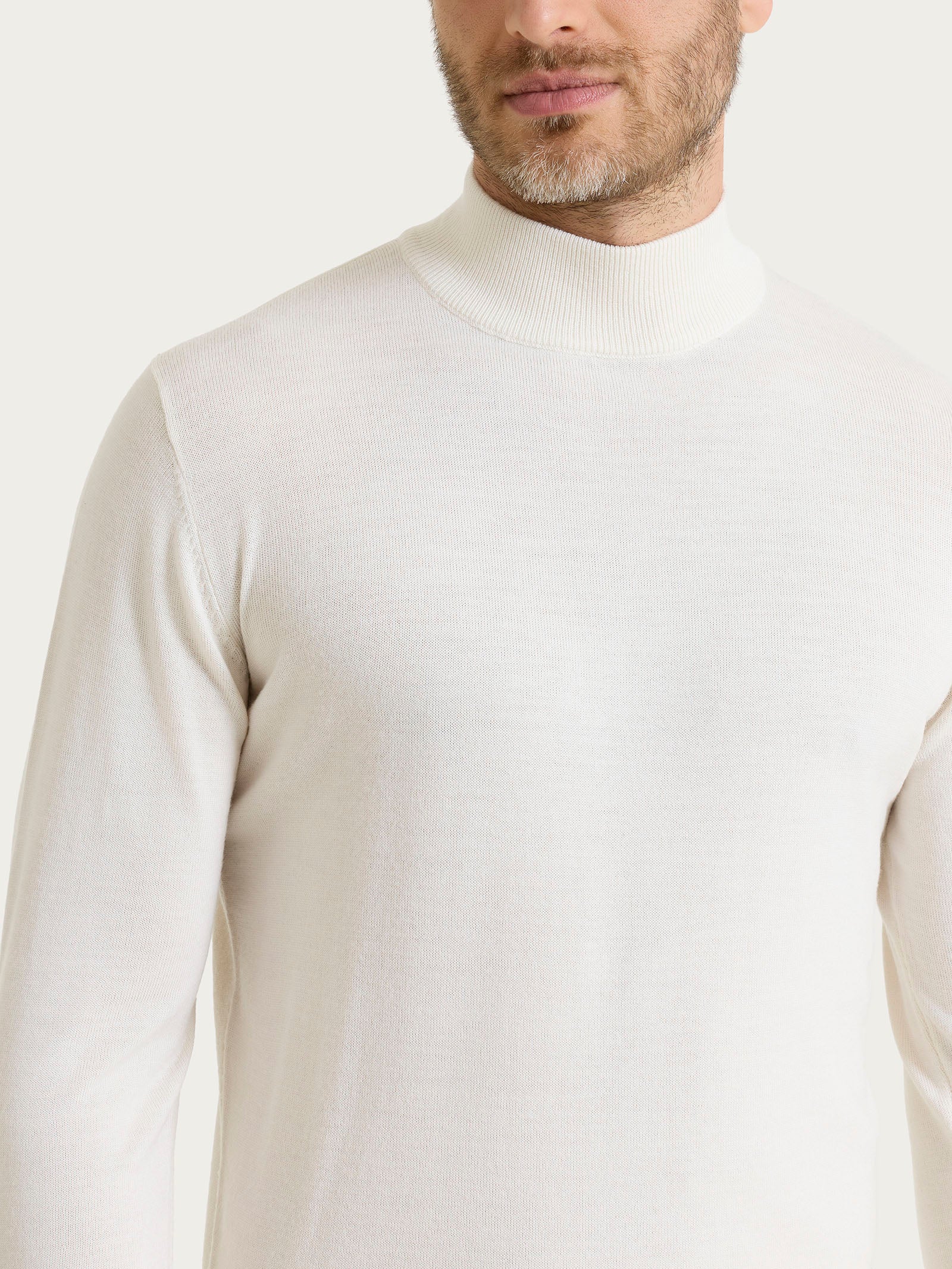 Lupetto in maglia unita in Merino Soft - Avorio - Image 3