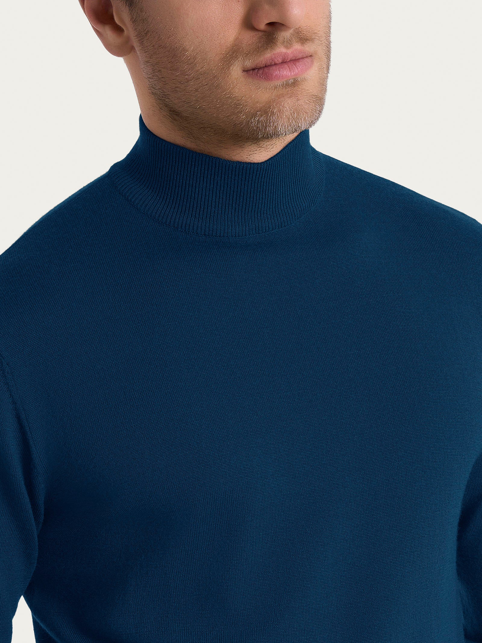 Lupetto in maglia unita in Merino Soft - Aviazione - Image 3
