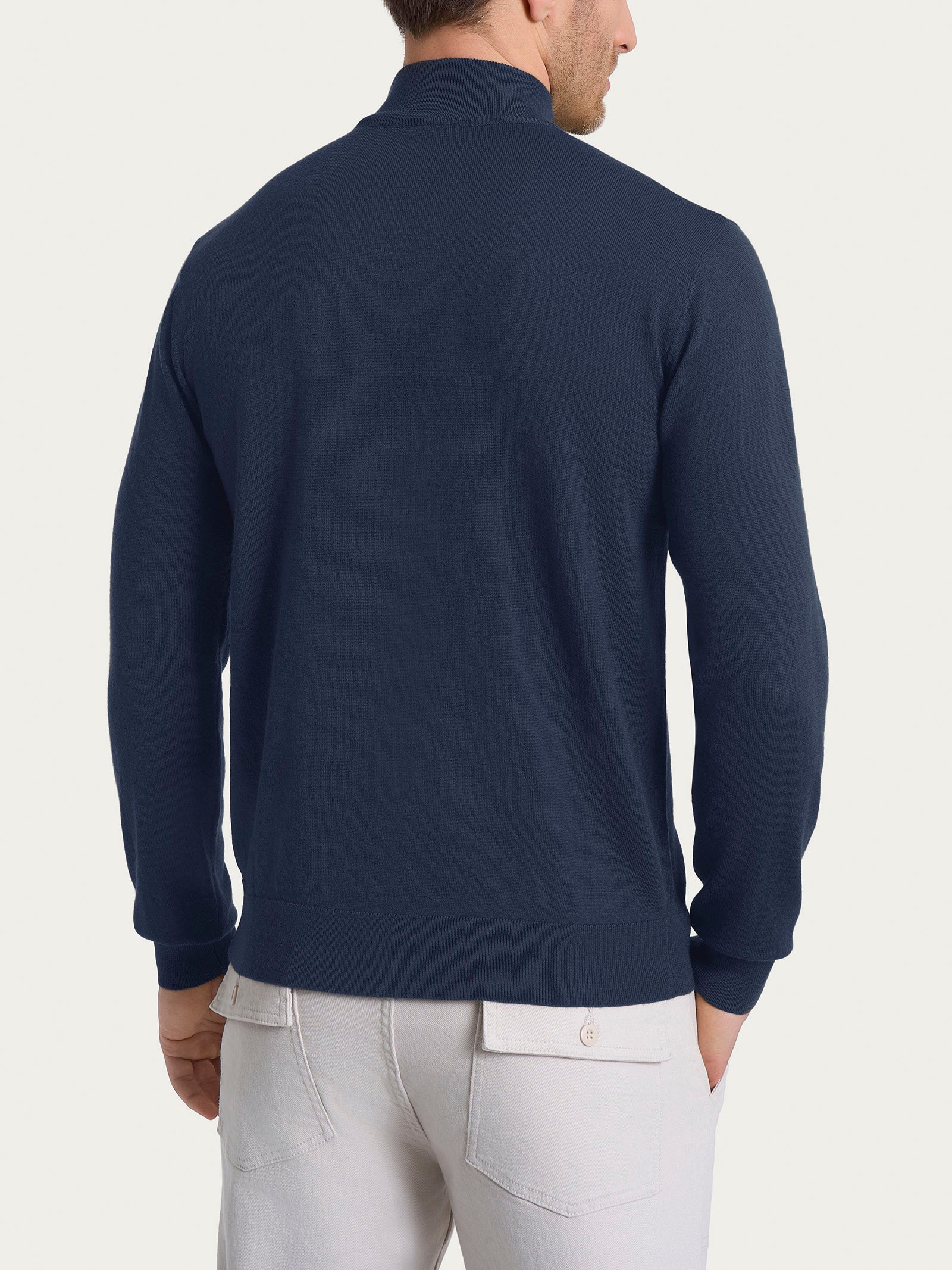 Lupetto in maglia unita in Merino Soft - Indigo - Image 2