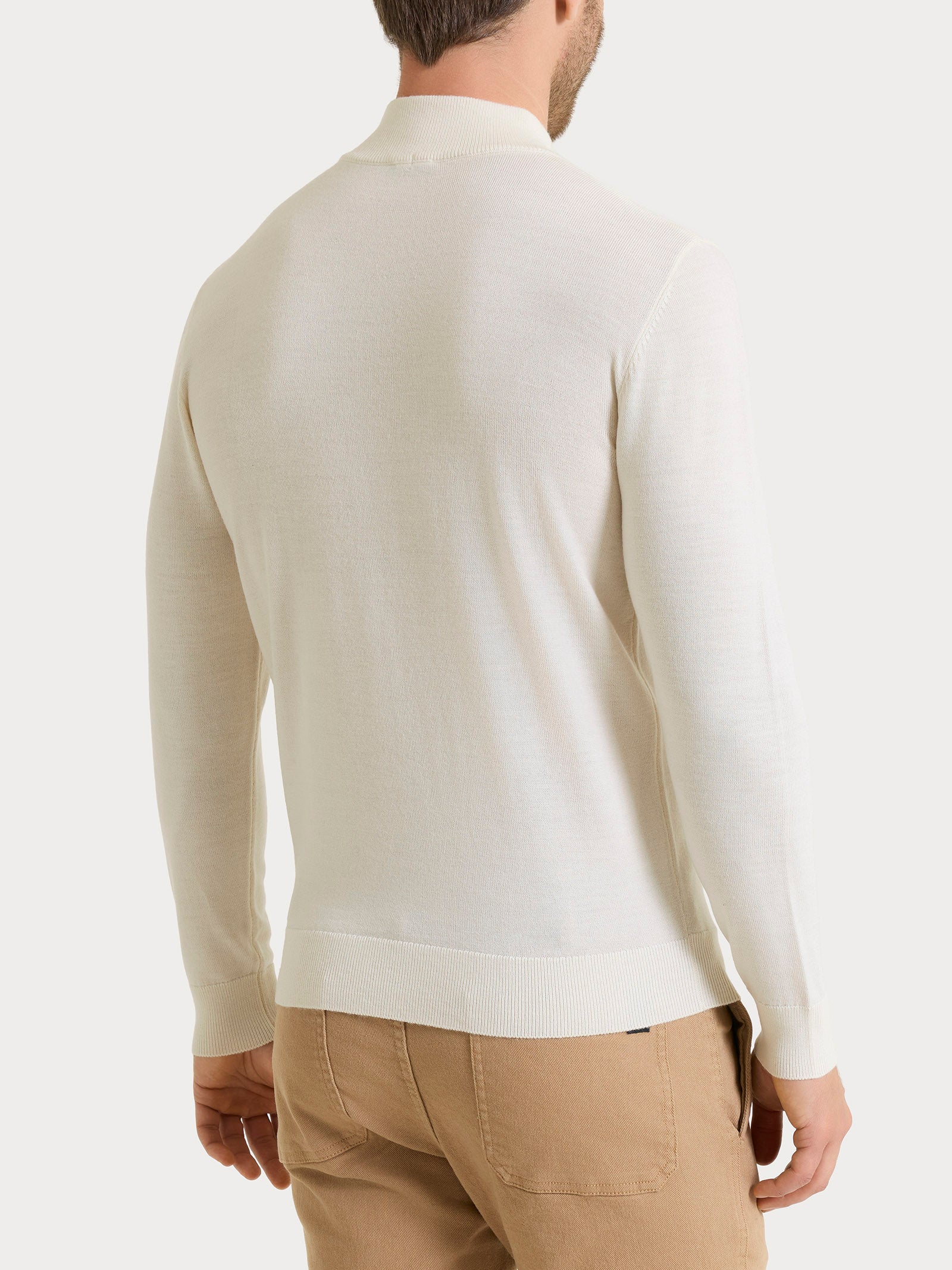 Lupetto in maglia unita in Merino Soft - Champignon - Image 2