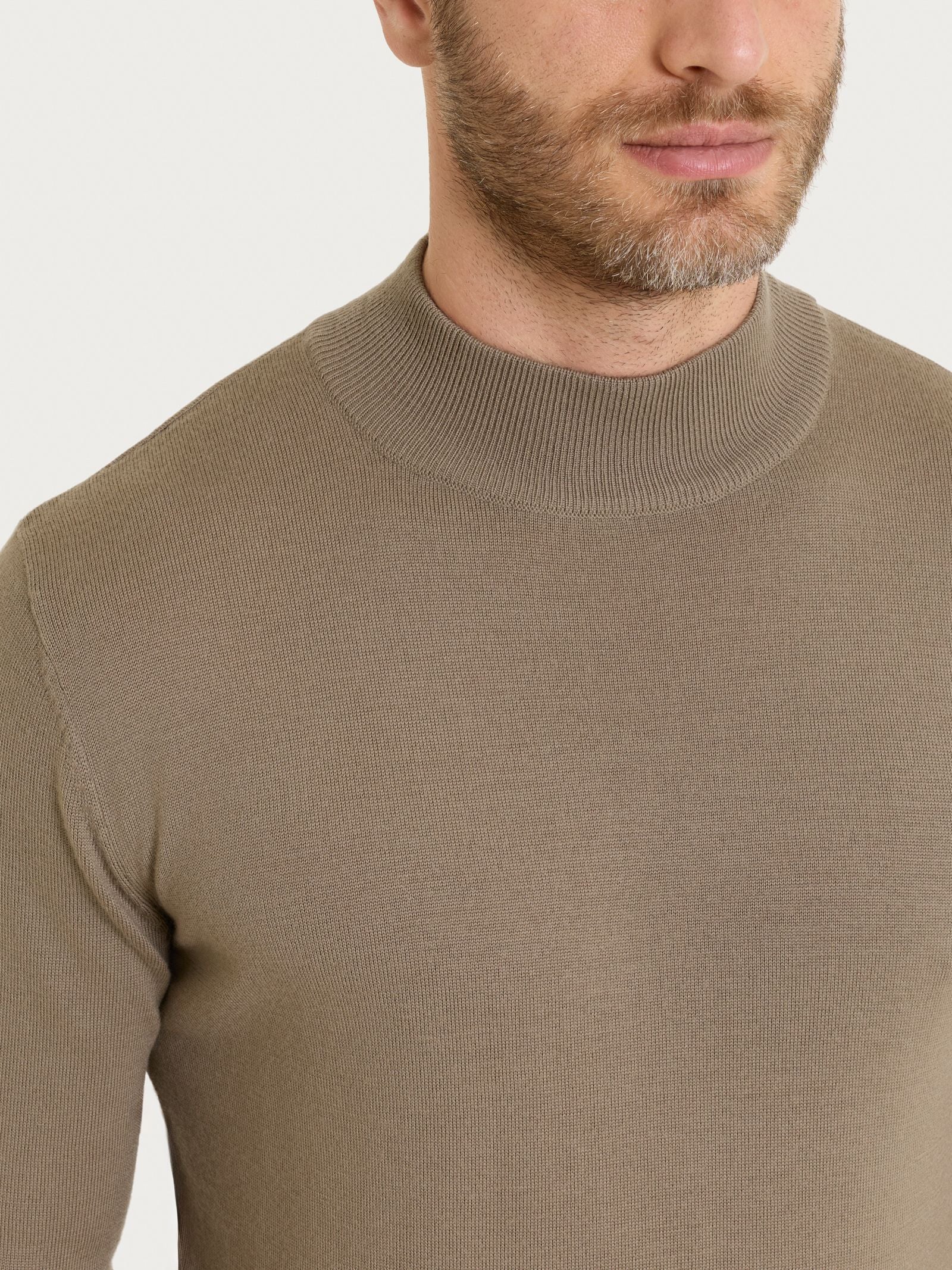 Lupetto in maglia unita in Merino Soft - Weathered Teak - Image 3
