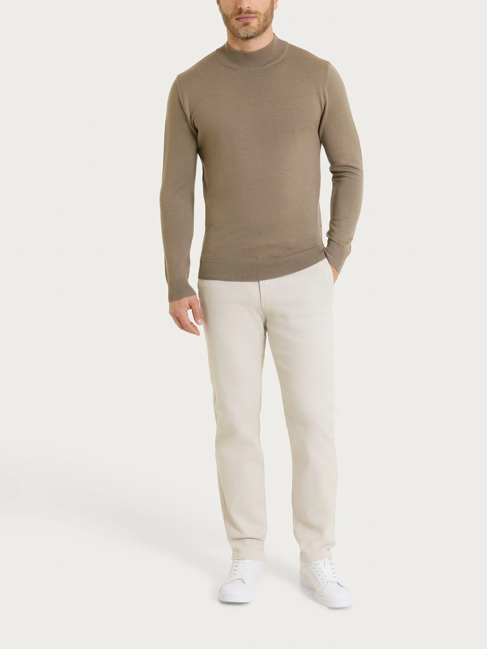 Lupetto in maglia unita in Merino Soft - Weathered Teak - Image 4