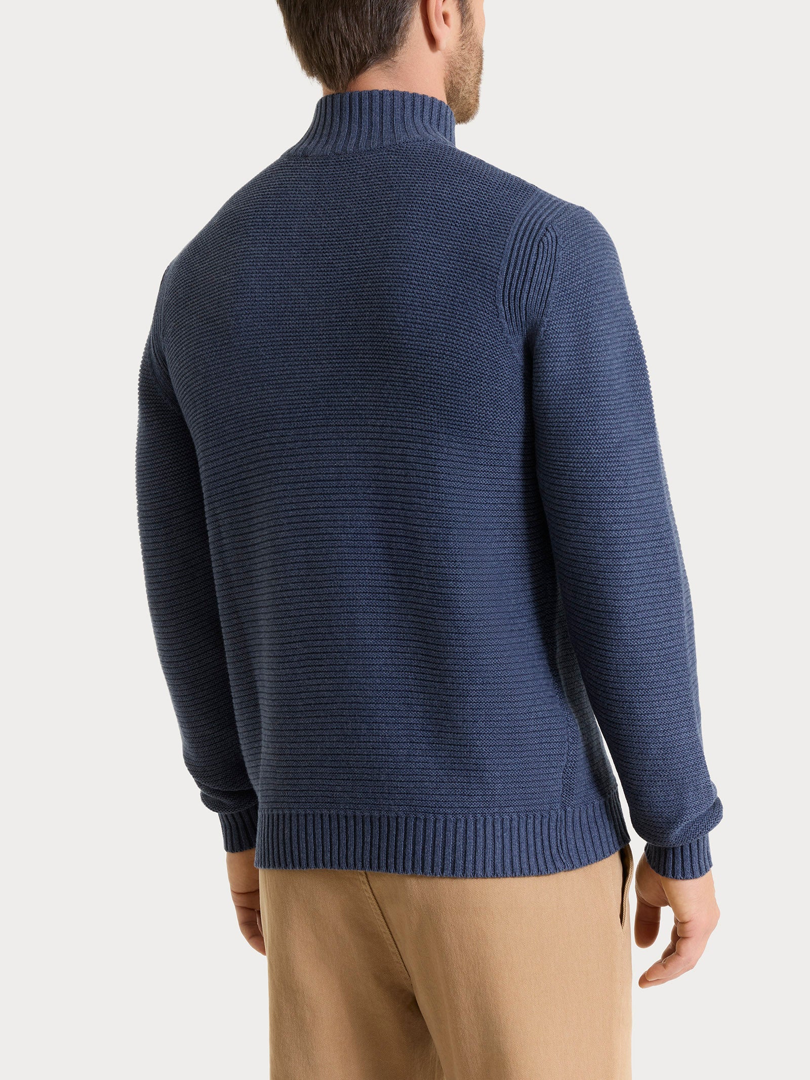 Lupetto leggero con zip e bottoni in Winter Cotton - Avio Mel. - Image 2