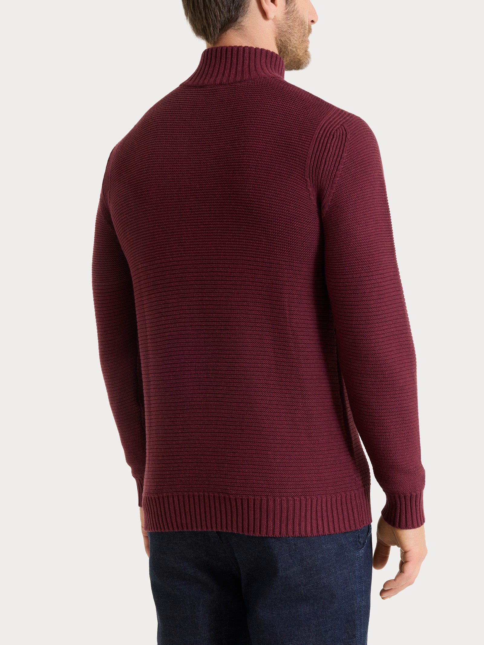 Lupetto leggero con zip e bottoni in Winter Cotton - Fig Mel. - Image 2
