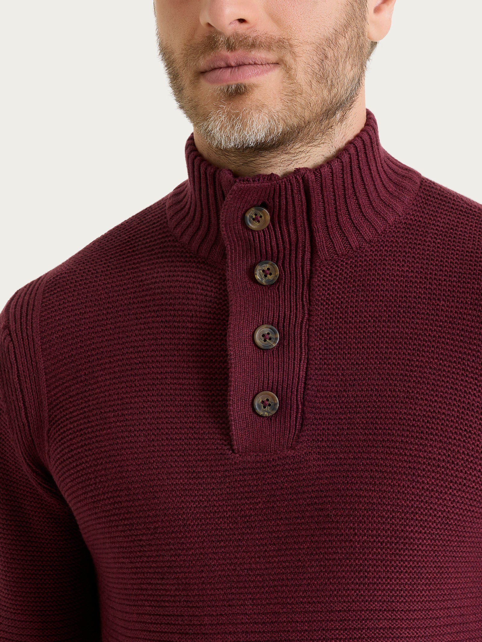 Lupetto leggero con zip e bottoni in Winter Cotton - Fig Mel. - Image 4