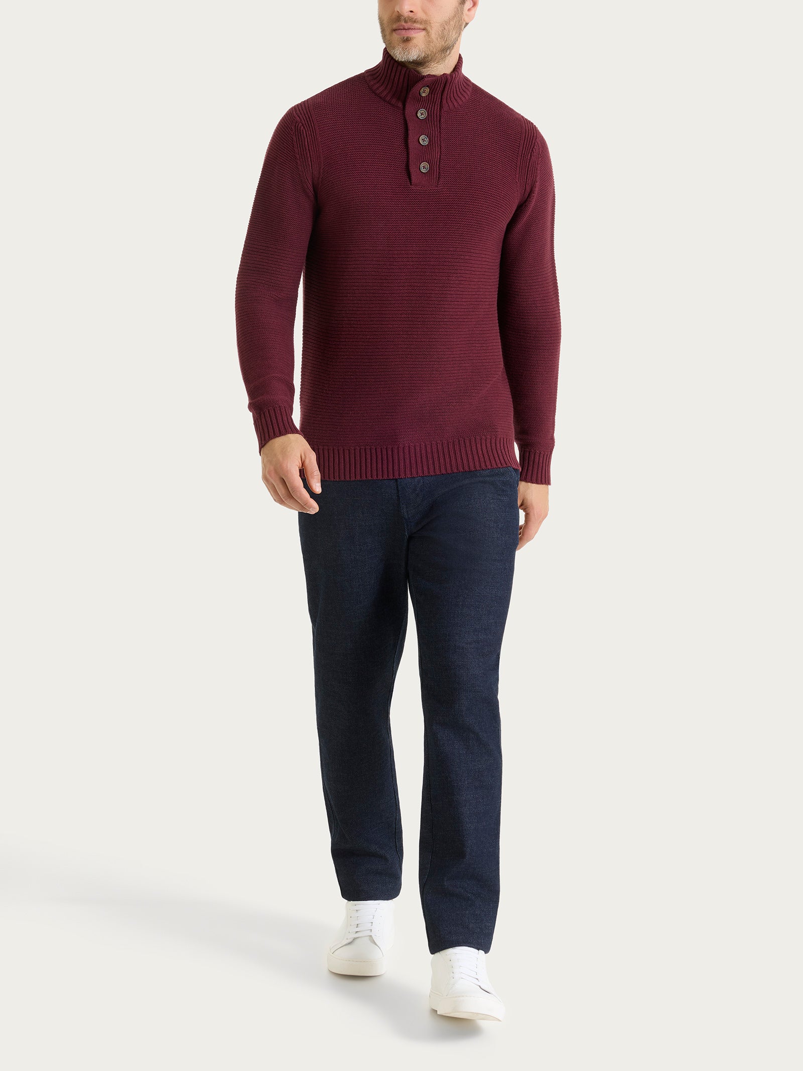 Lupetto leggero con zip e bottoni in Winter Cotton - Fig Mel. - Image 5