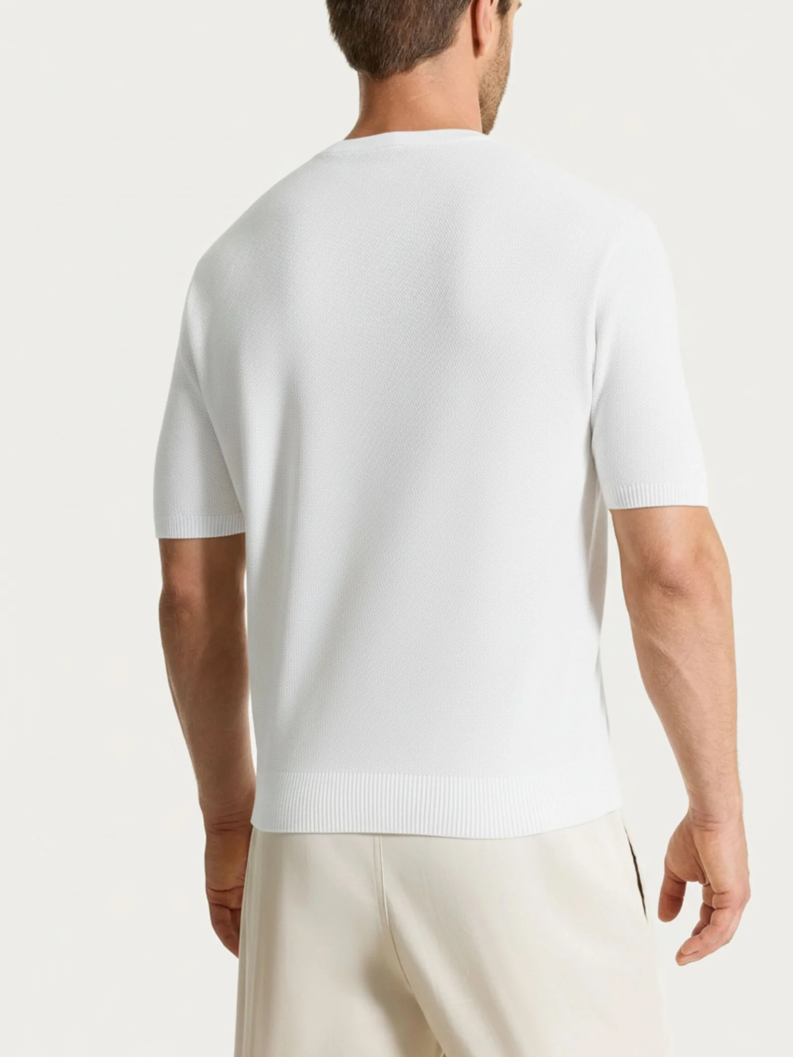 Maglia a manica corta in punto piquet di Puro Cotone - Bianco - Image 2
