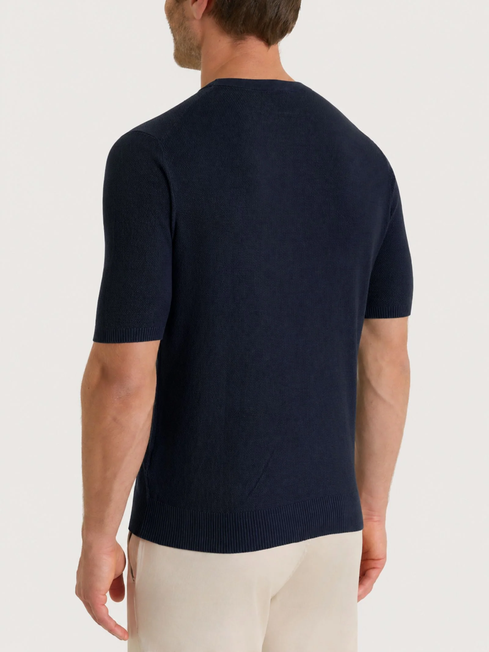 Maglia a manica corta in punto piquet di Puro Cotone - Outer Space - Image 2