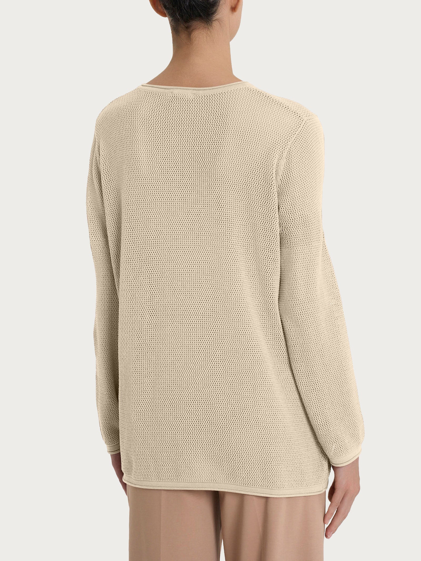 Maglia a manica lunga con punto rete in puro cotone - Wood Ash - Image 2