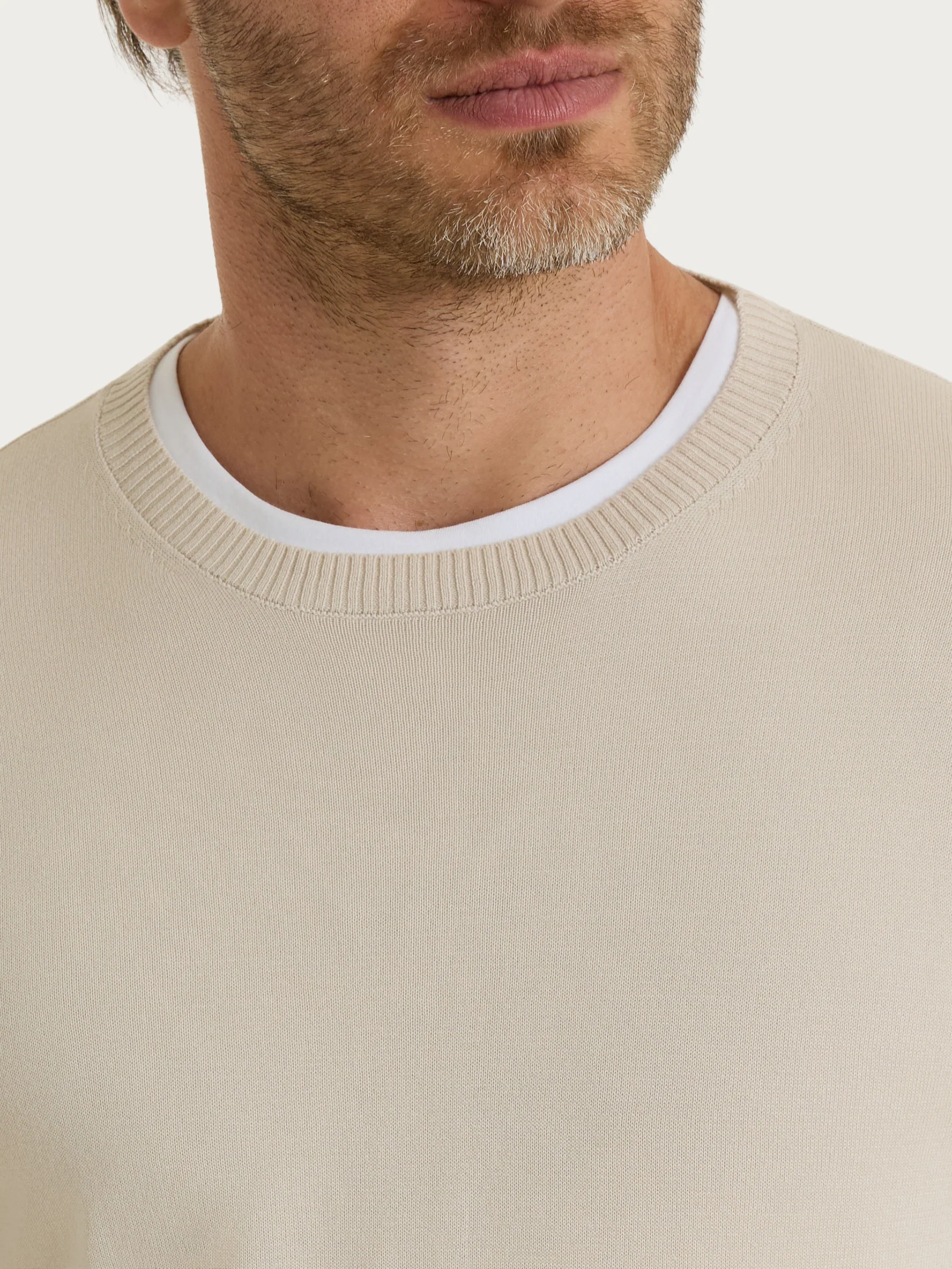 Maglia a manica lunga in maglia rasata di Puro Cotone - Champignon - Image 3