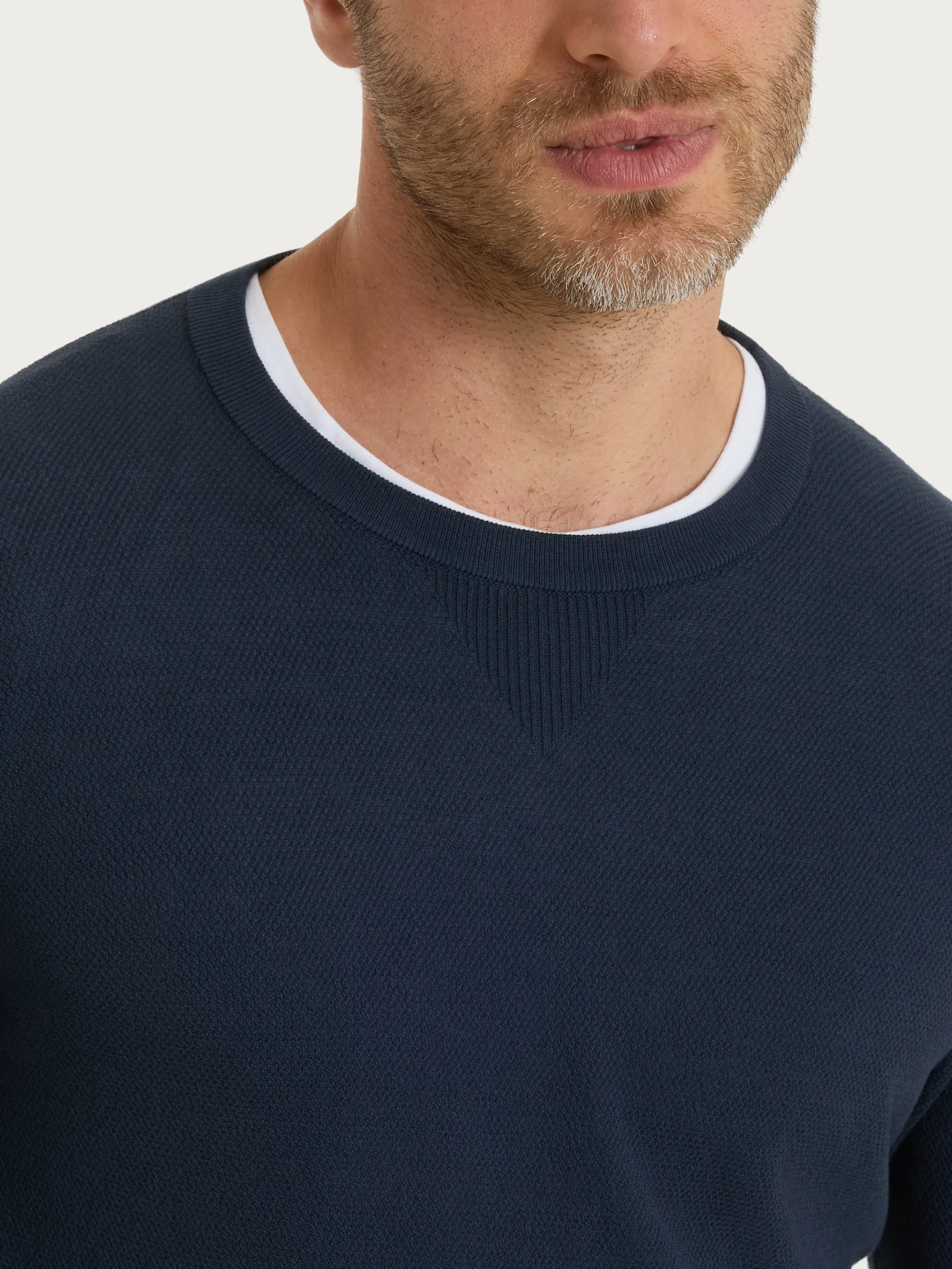 Maglia a manica lunga in punto piquet di Puro Cotone - Outer Space - Image 3