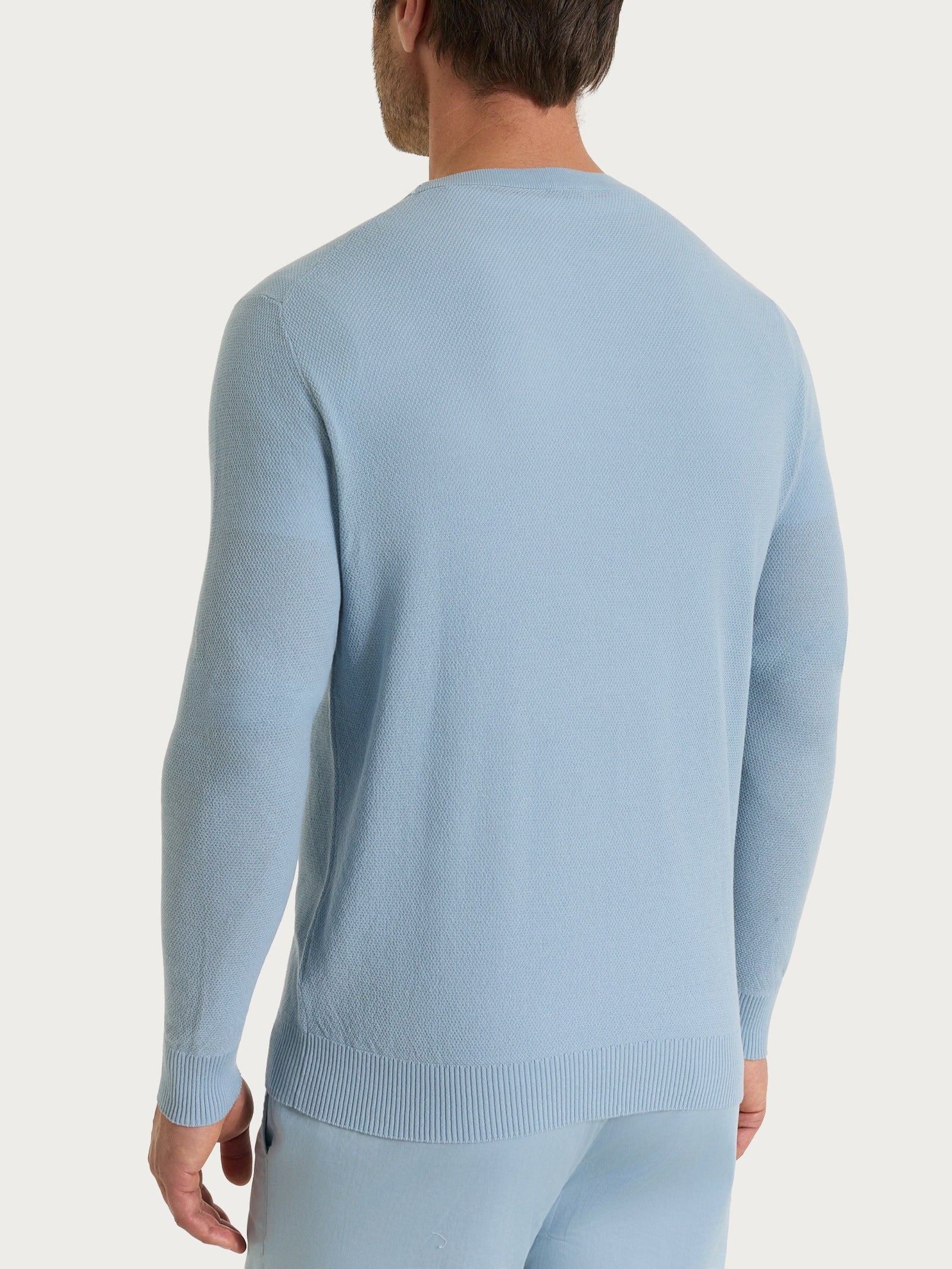 Maglia a manica lunga in punto piquet di Puro Cotone - Dusty Blue - Image 2