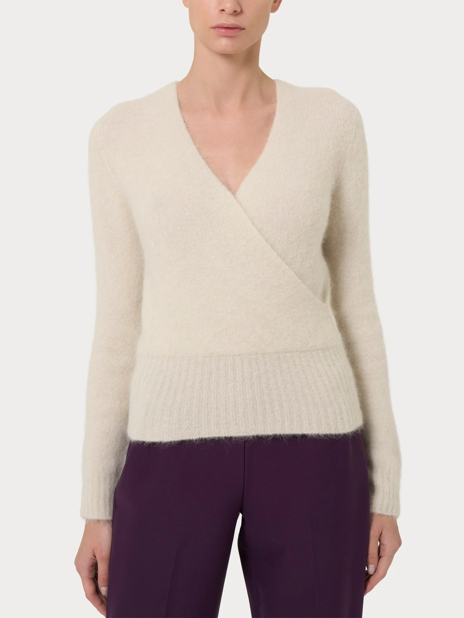 Maglia ad incrocio in misto lana e alpaca - Avorio