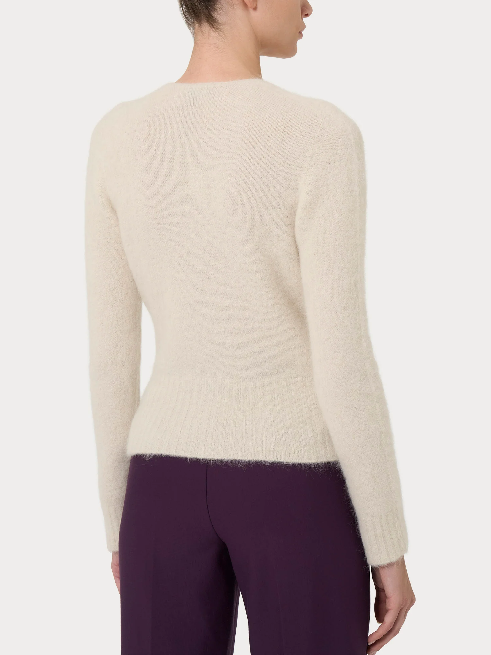 Maglia ad incrocio in misto lana e alpaca - Avorio - Image 2