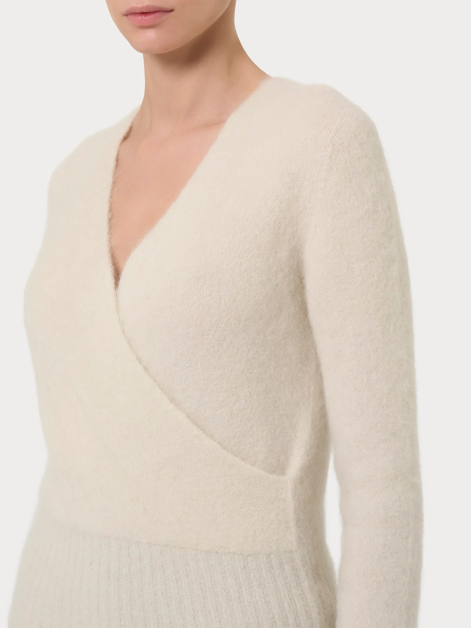 Maglia ad incrocio in misto lana e alpaca - Avorio - Image 3
