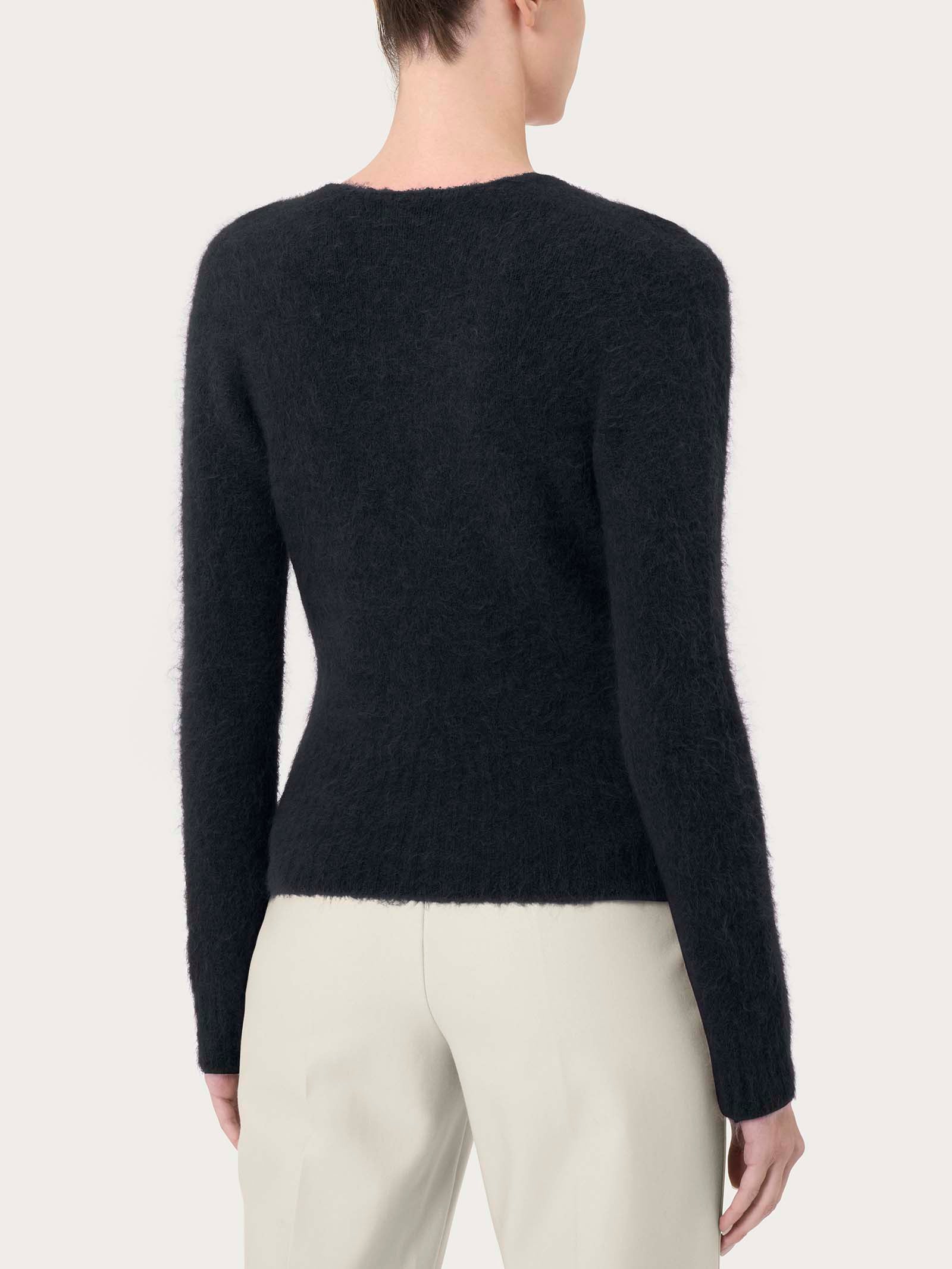 Maglia ad incrocio in misto lana e alpaca - Nero - Image 2