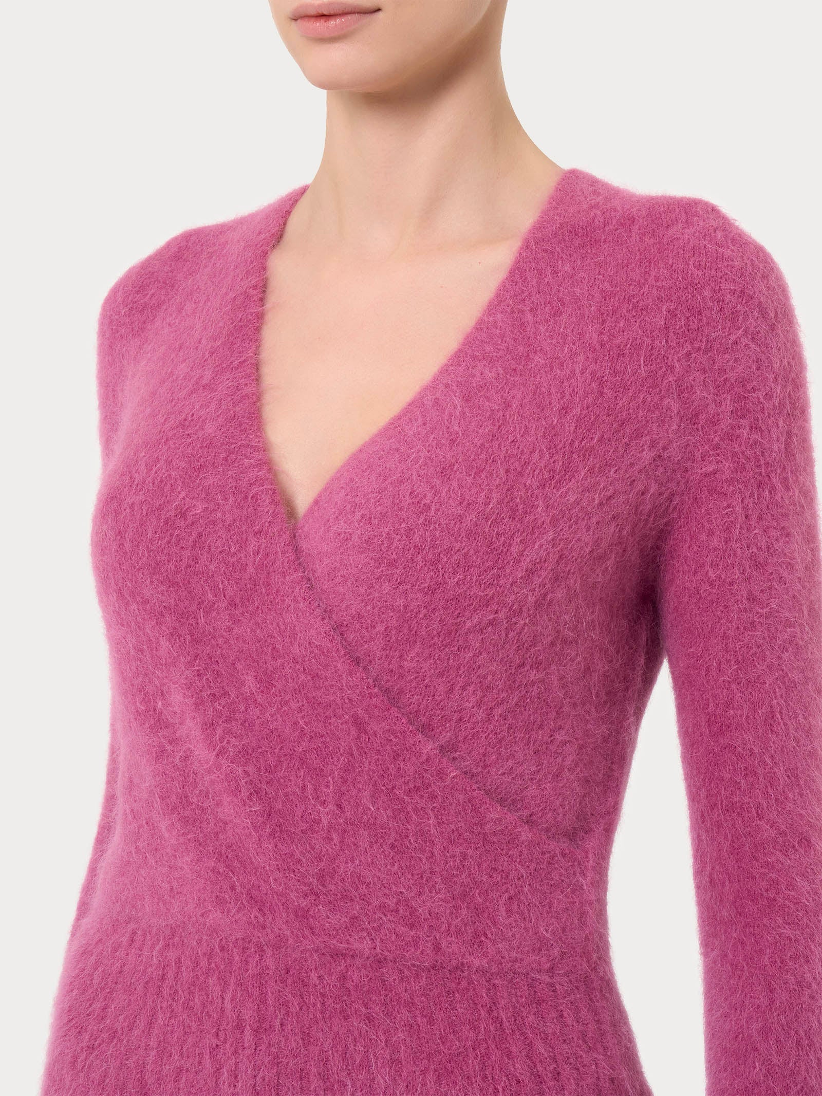 Maglia ad incrocio in misto lana e alpaca - Red Violet - Image 3