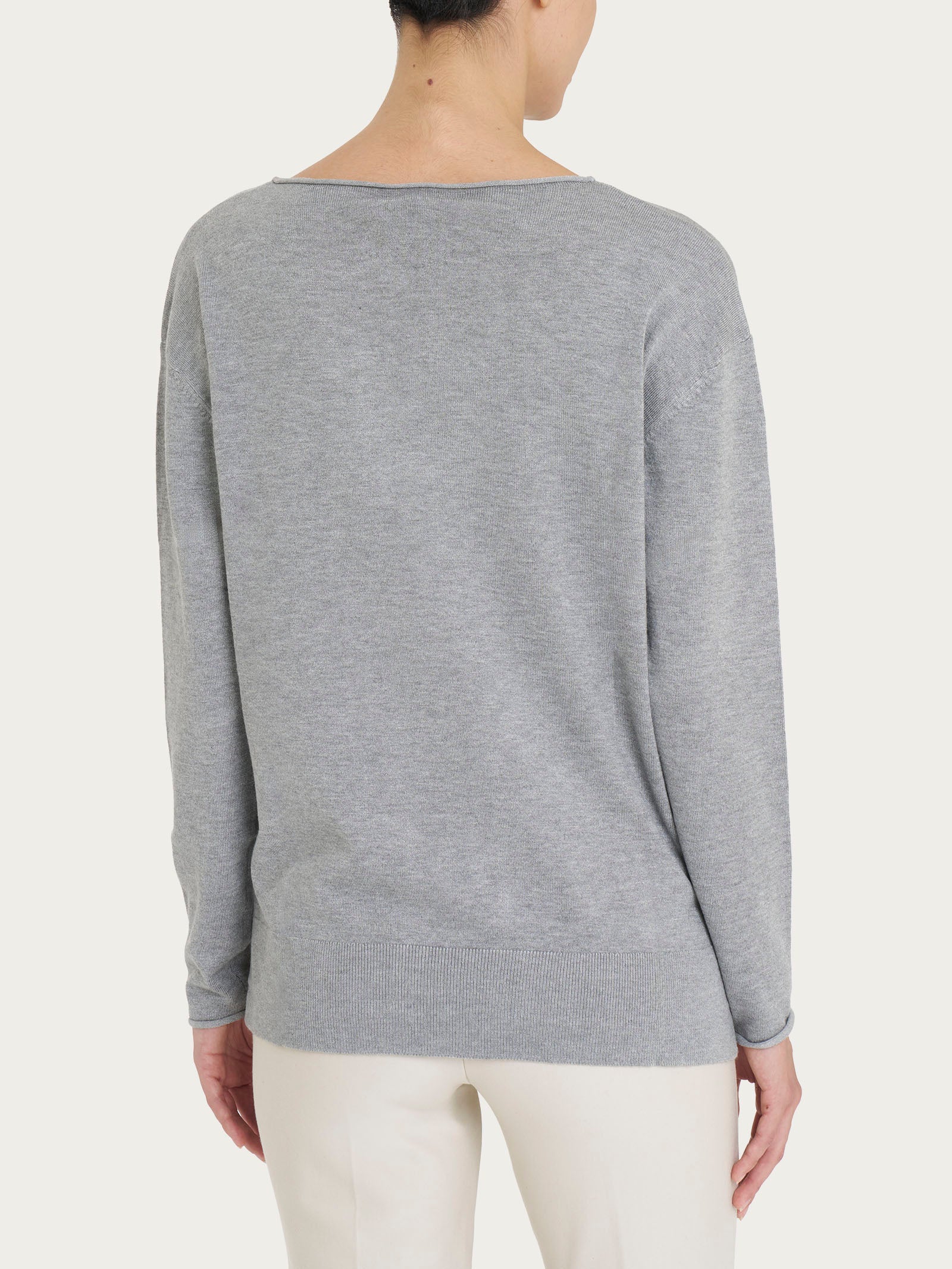 Maglia asimmetrica con girocollo Four Seasons - Ghiaia Mel. - Image 2
