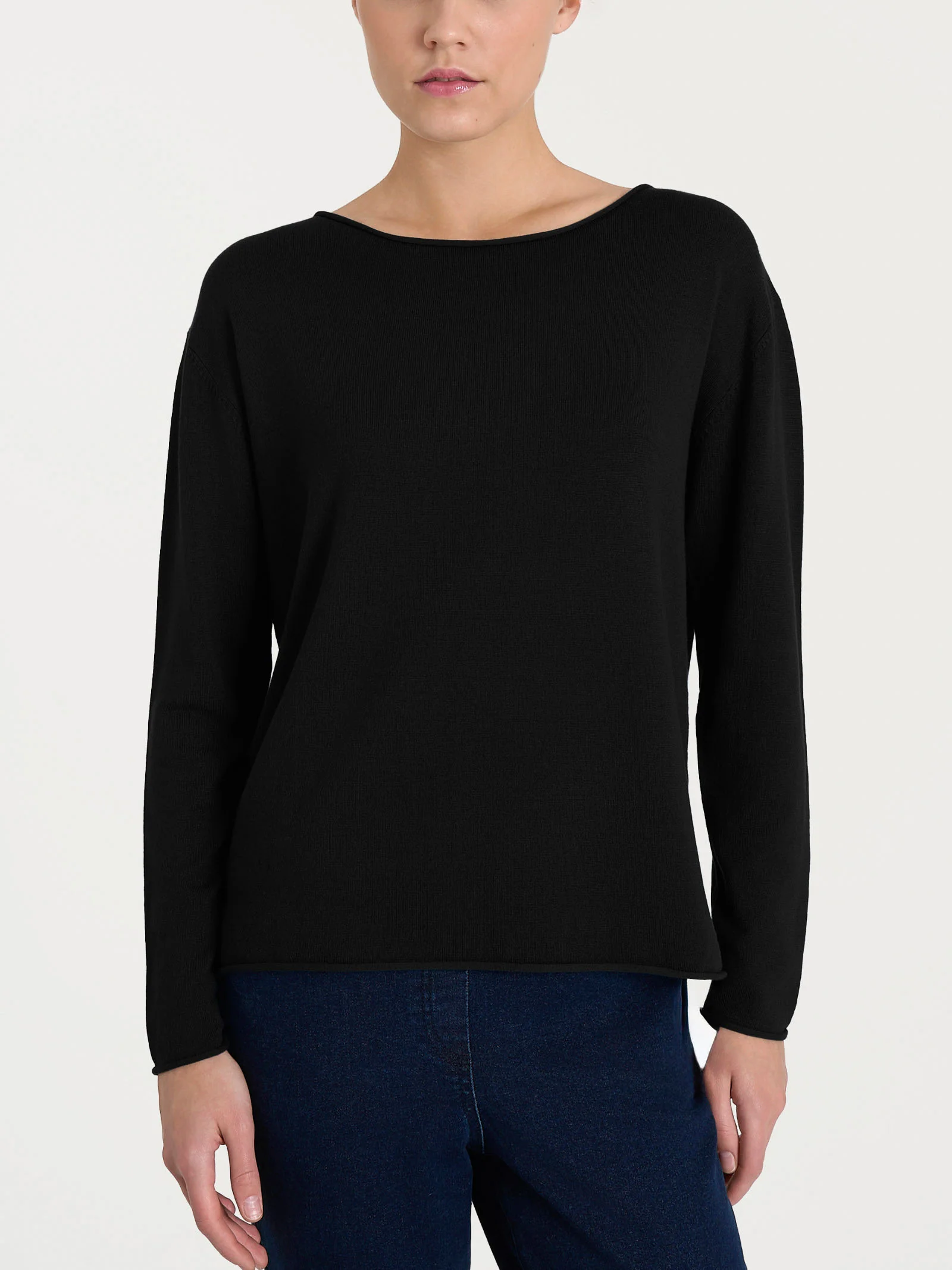 Maglia asimmetrica con scollo a barchetta Four Seasons - Nero - Image 4