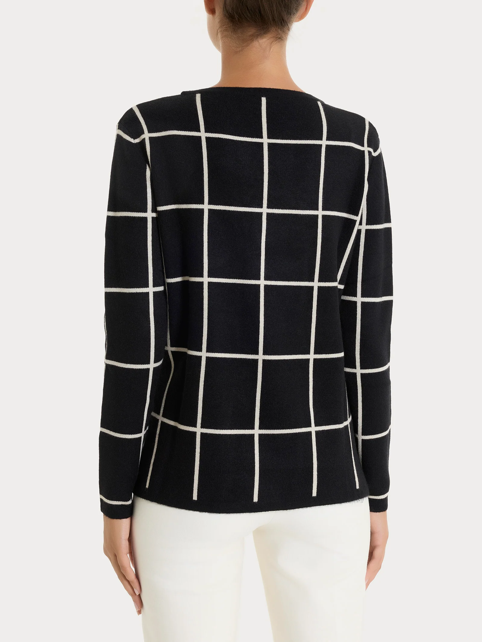 Maglia con collo a barchetta e fantasia check in Super Soft - Fant.Nero - Image 2