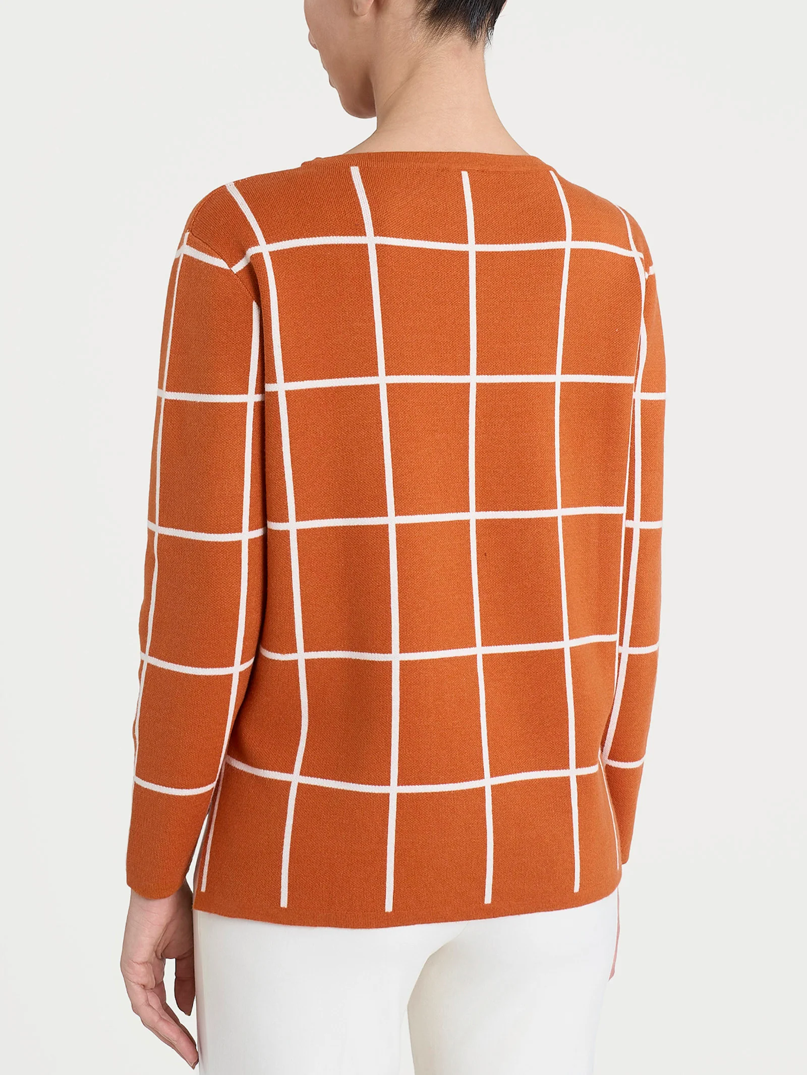 Maglia con collo a barchetta e fantasia check in Super Soft - Fant. Rust - Image 2