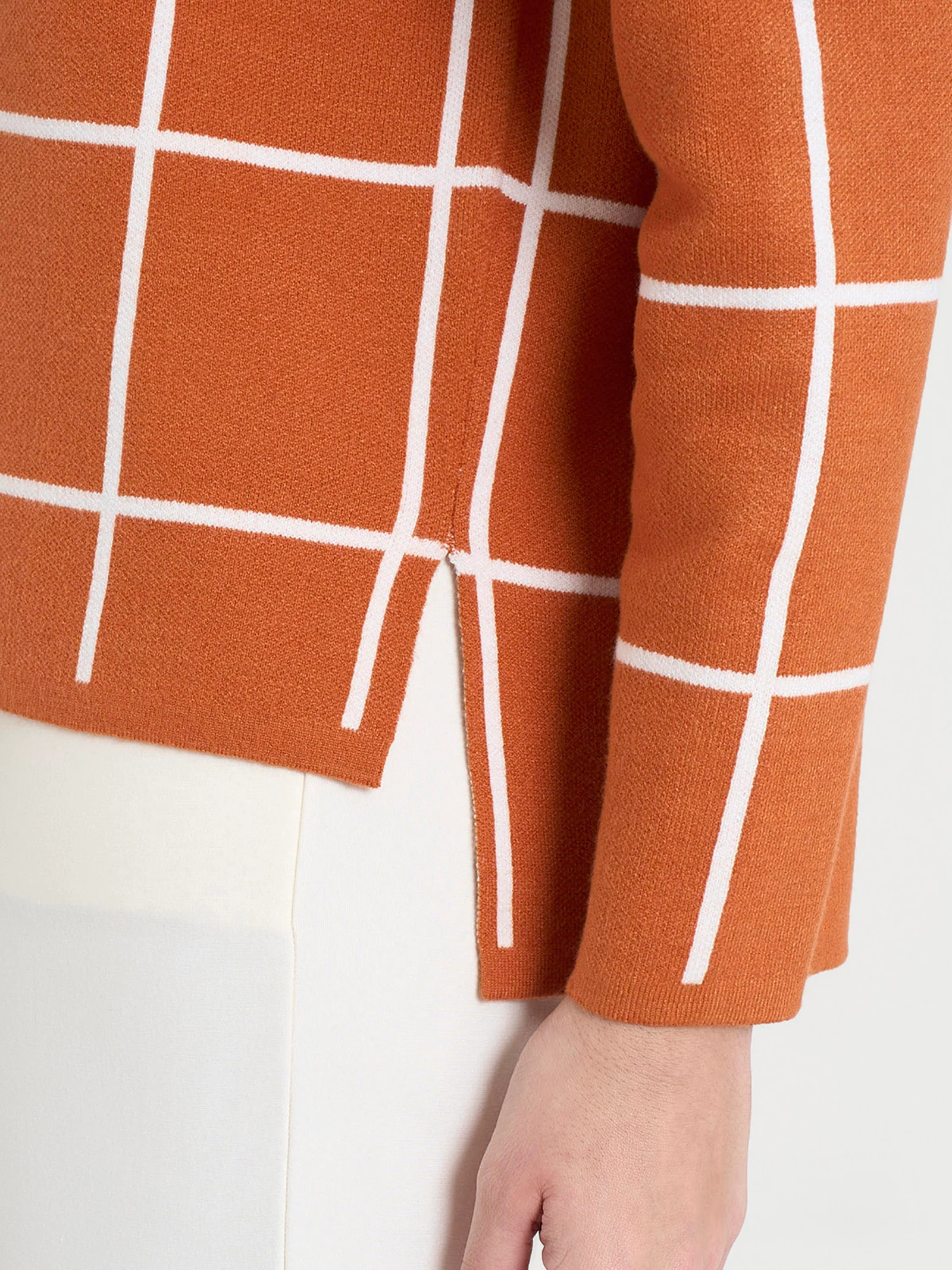 Maglia con collo a barchetta e fantasia check in Super Soft - Fant. Rust - Image 3