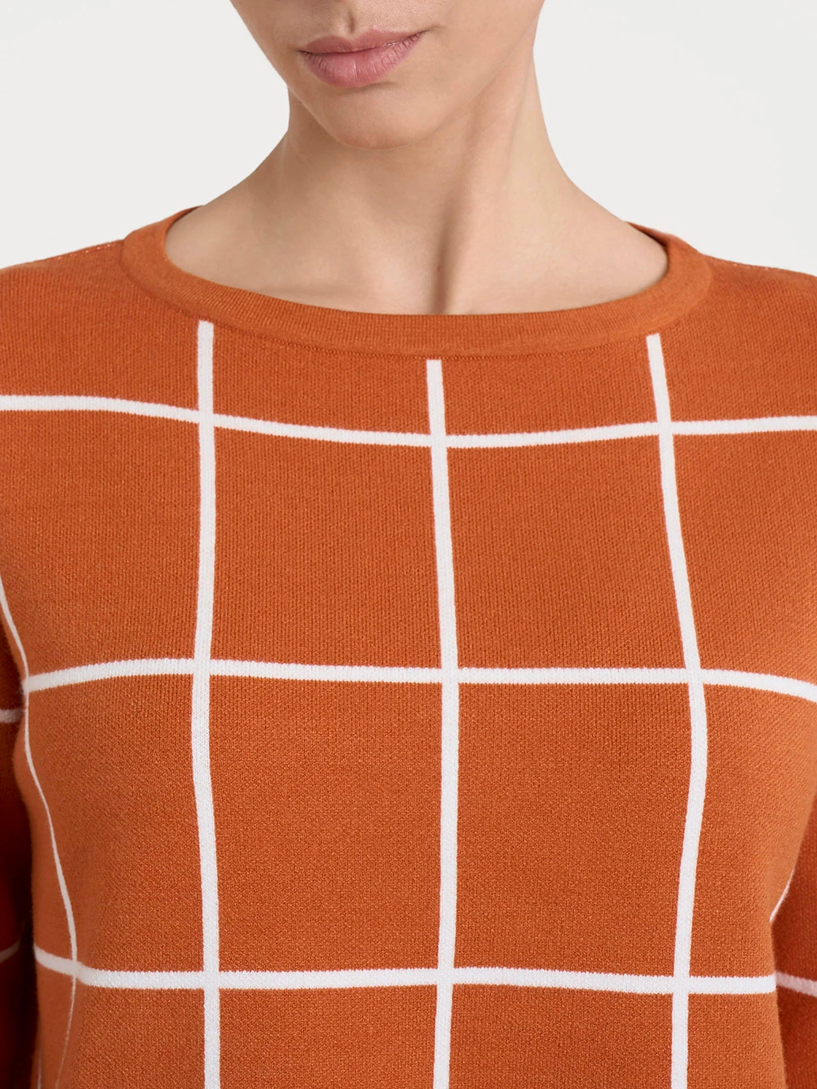Maglia con collo a barchetta e fantasia check in Super Soft - Fant. Rust - Image 4