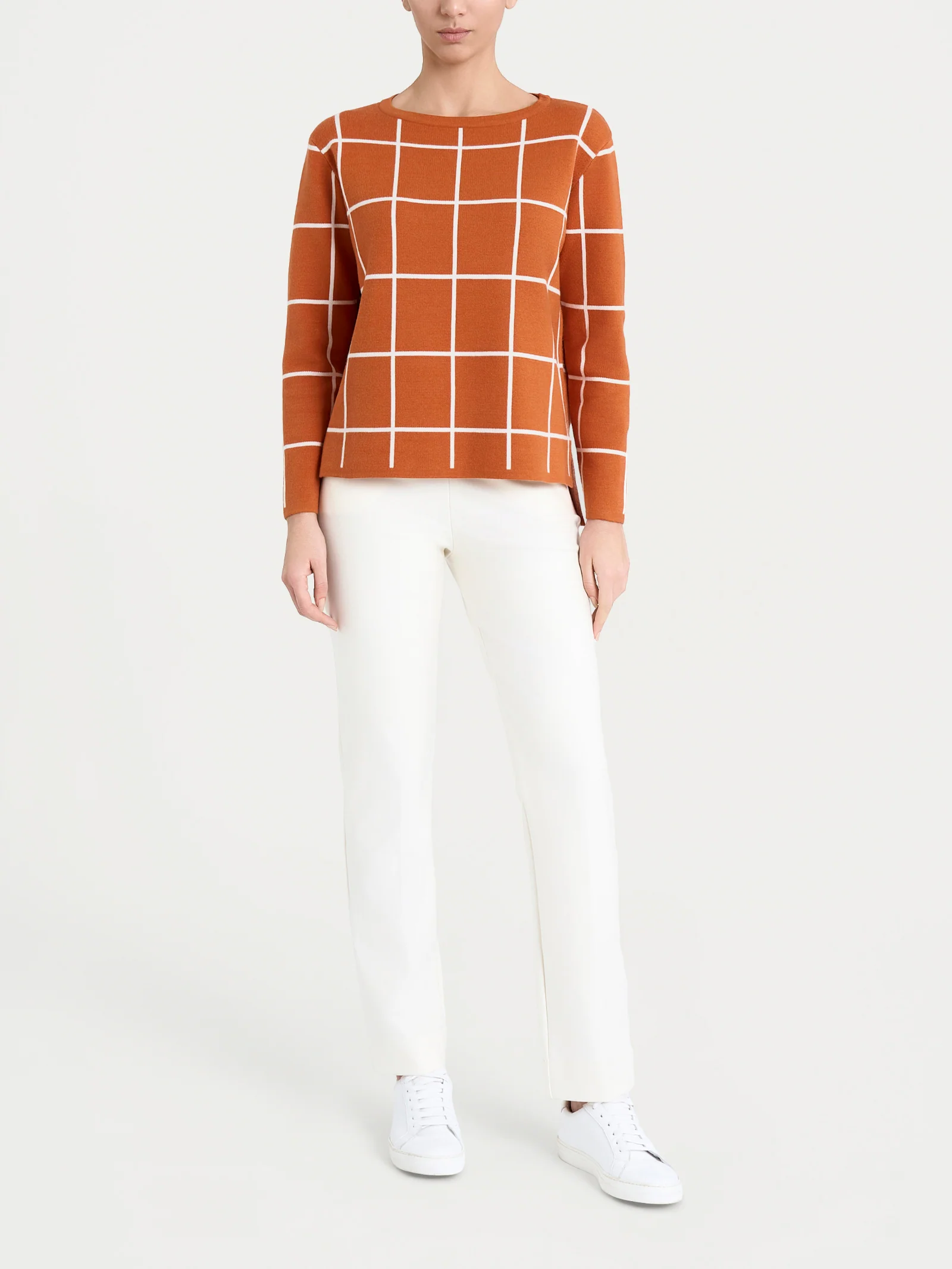 Maglia con collo a barchetta e fantasia check in Super Soft - Fant. Rust - Image 5