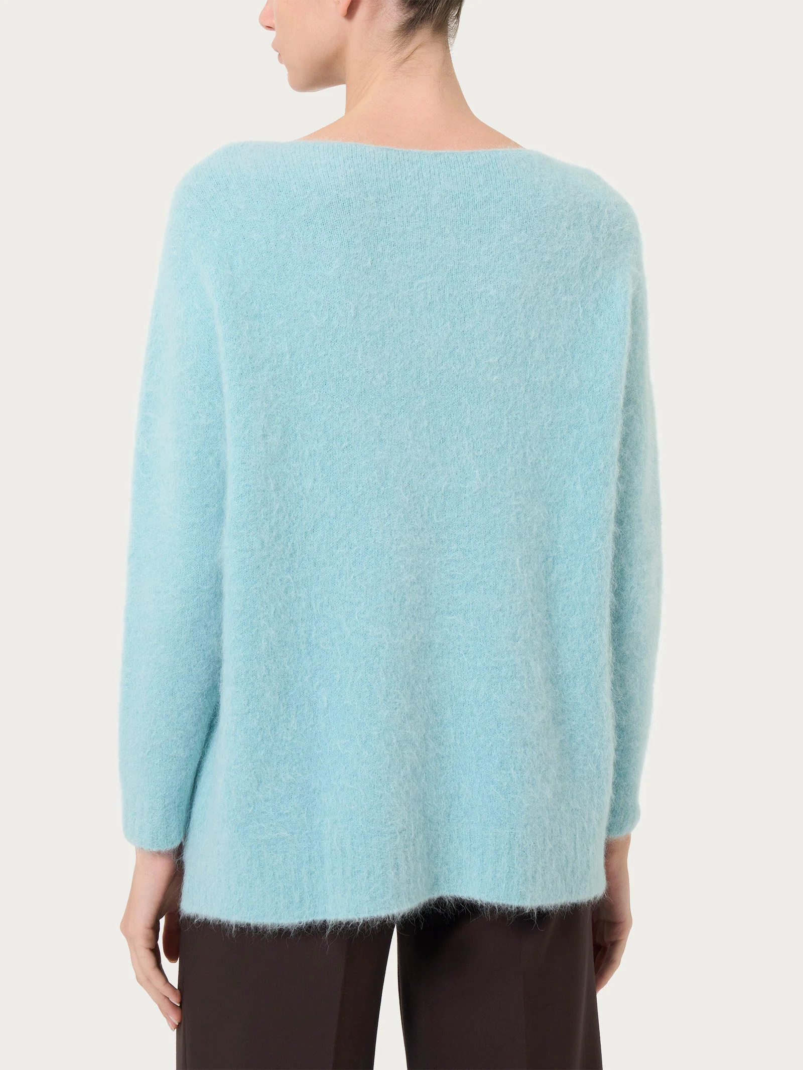 Maglia con collo a barchetta in misto lana e alpaca - Nile Blue - Image 2
