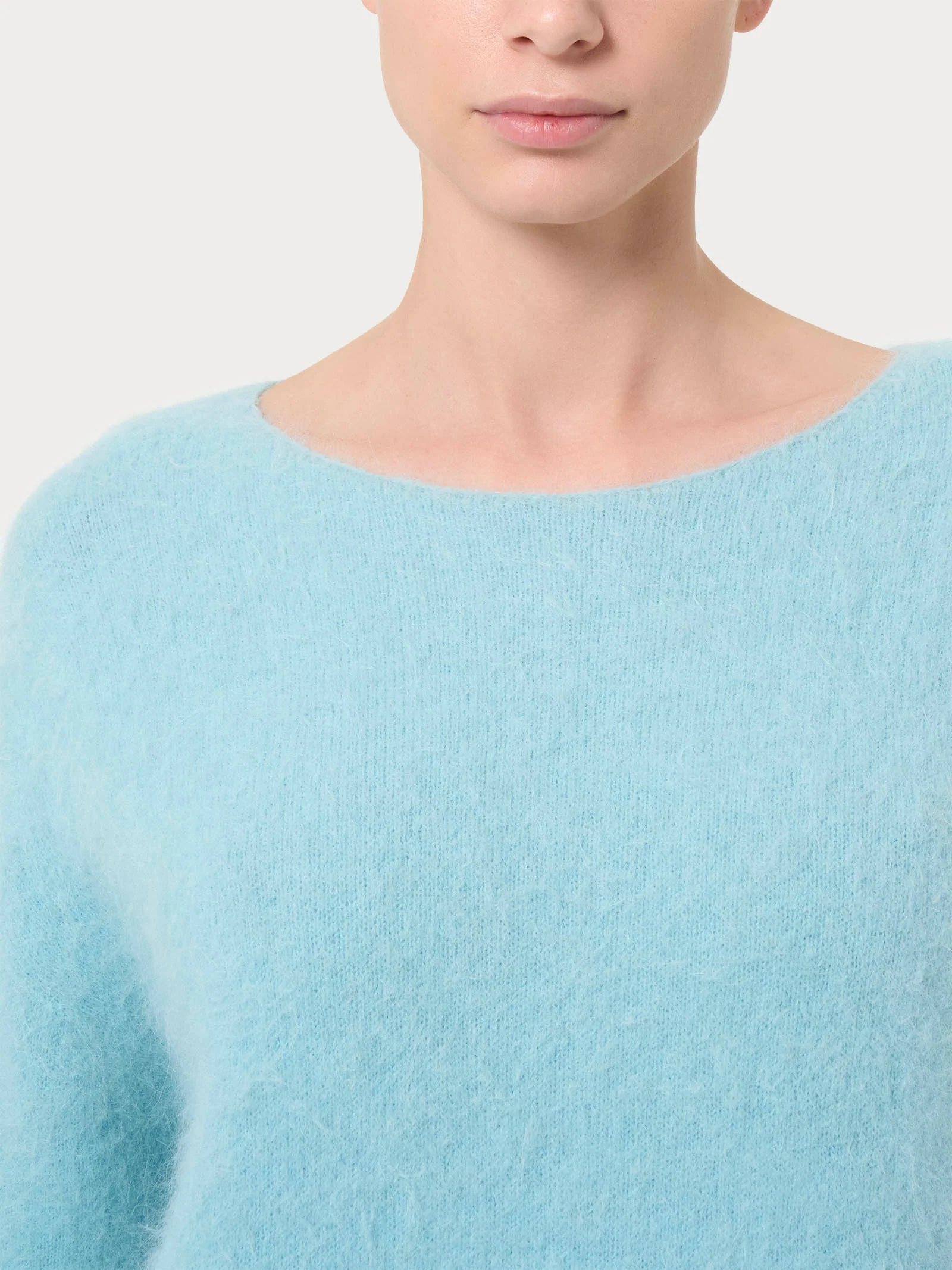 Maglia con collo a barchetta in misto lana e alpaca - Nile Blue - Image 3