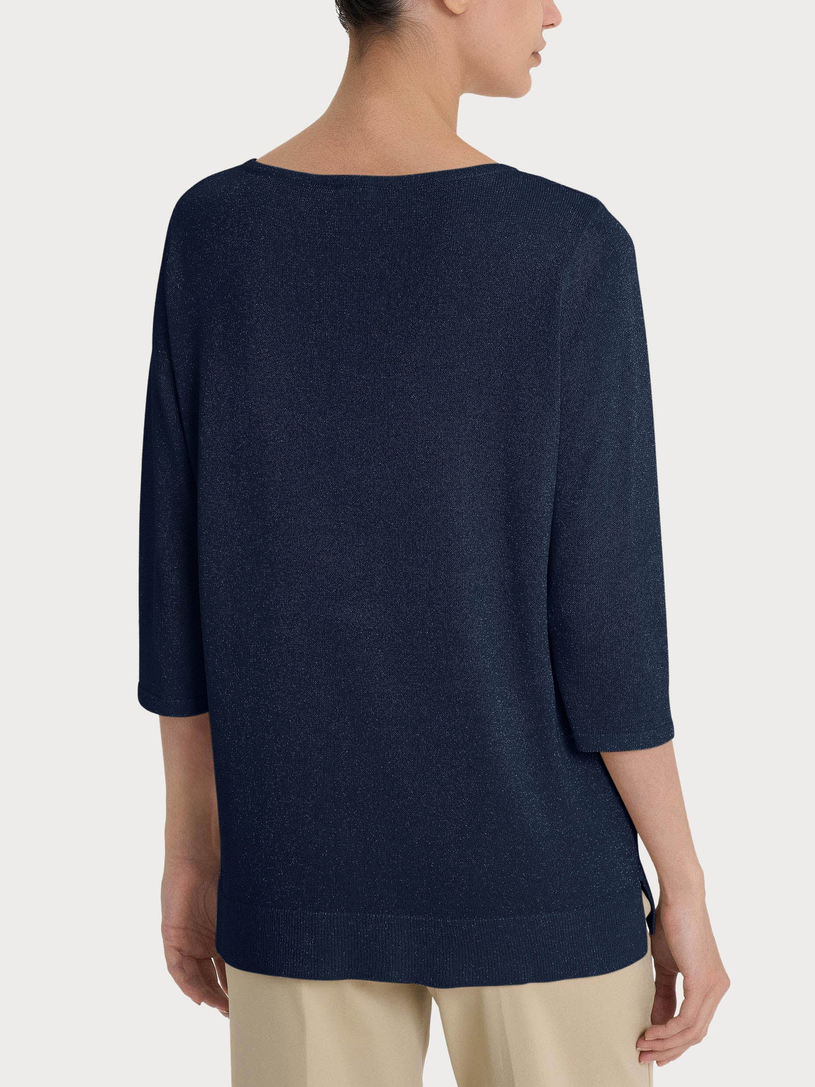 Maglia con manica 3/4 in Crêpe Lurex - Bleu - Image 2