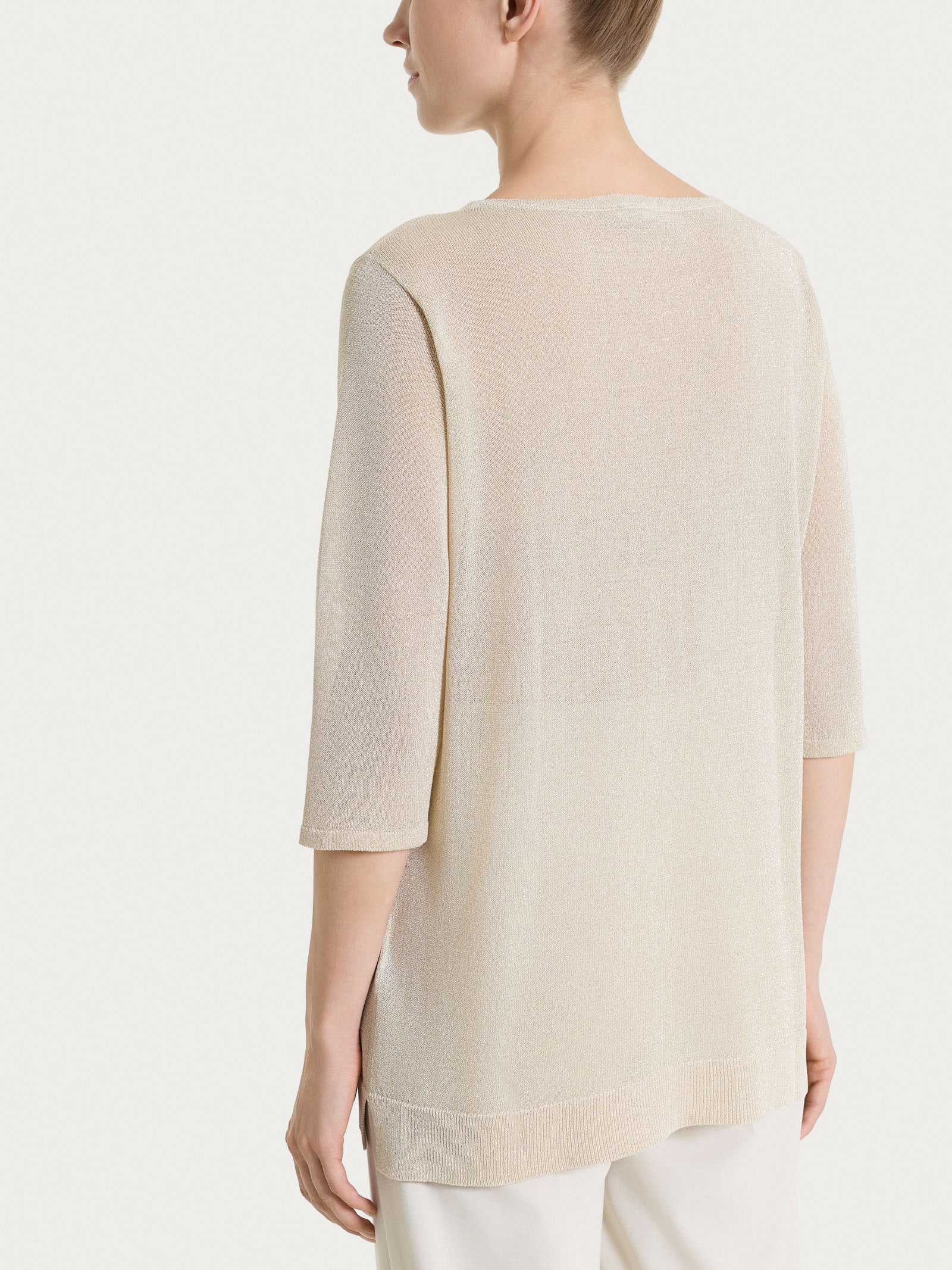 Maglia con manica 3/4 in Crêpe Lurex - Champignon - Image 2