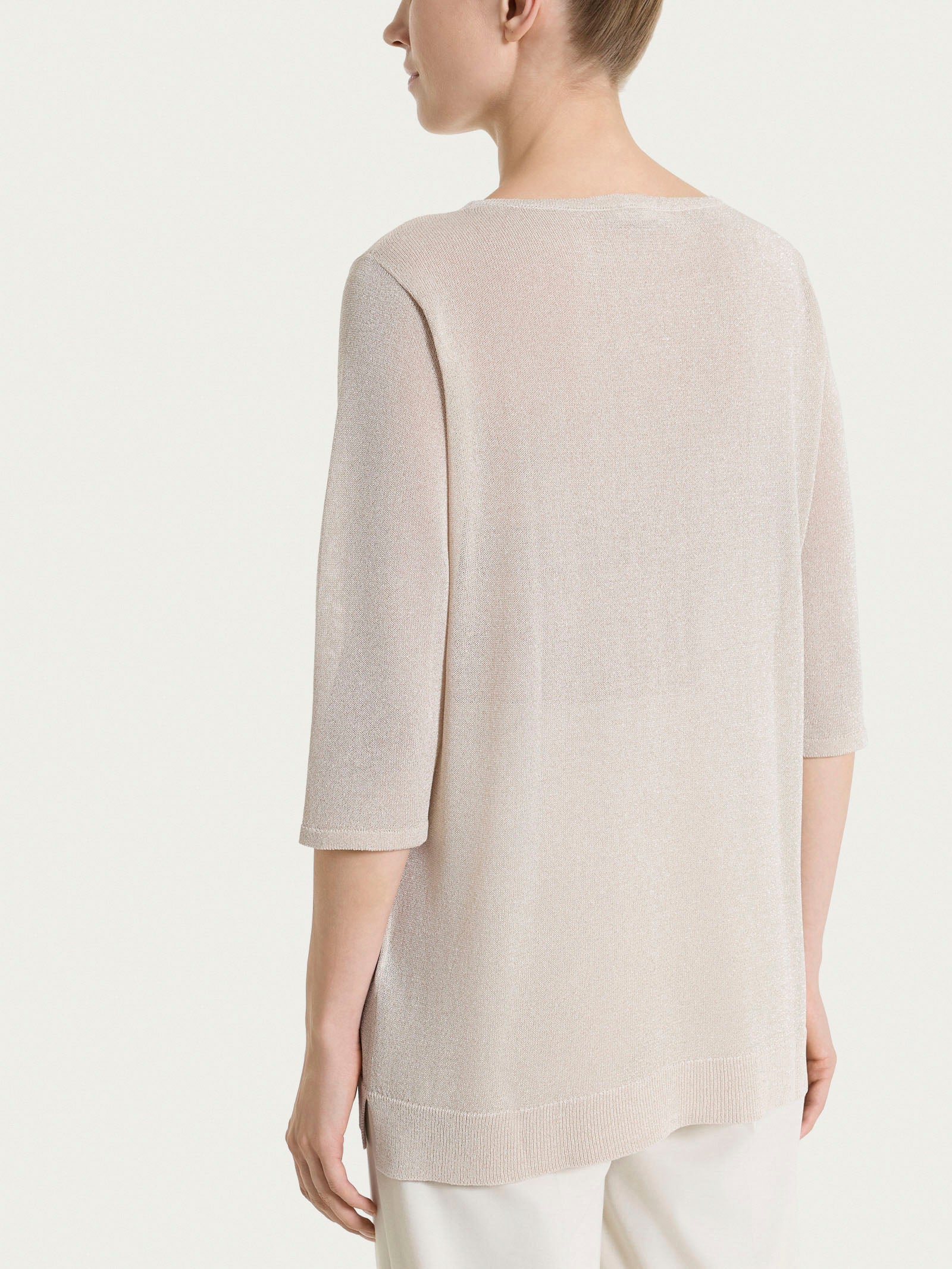 Maglia con manica 3/4 in Crêpe Lurex - Lilac Ash - Image 2
