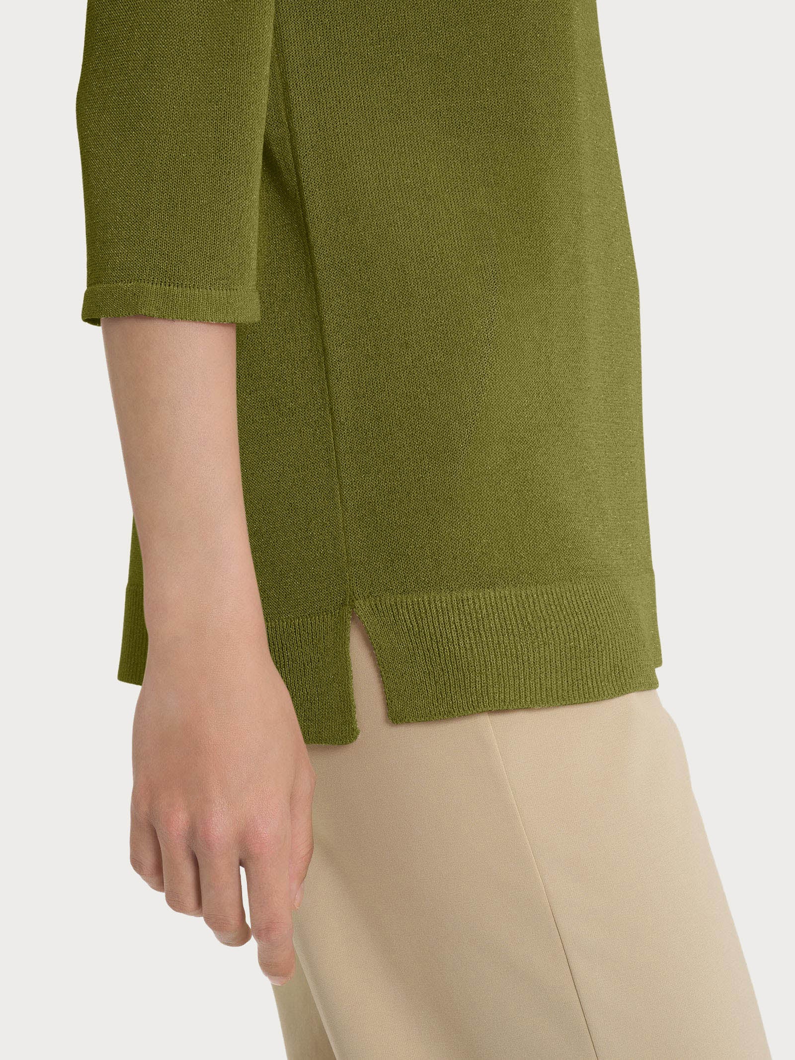 Maglia con manica 3/4 in Crêpe Lurex - Sphagnum - Image 3
