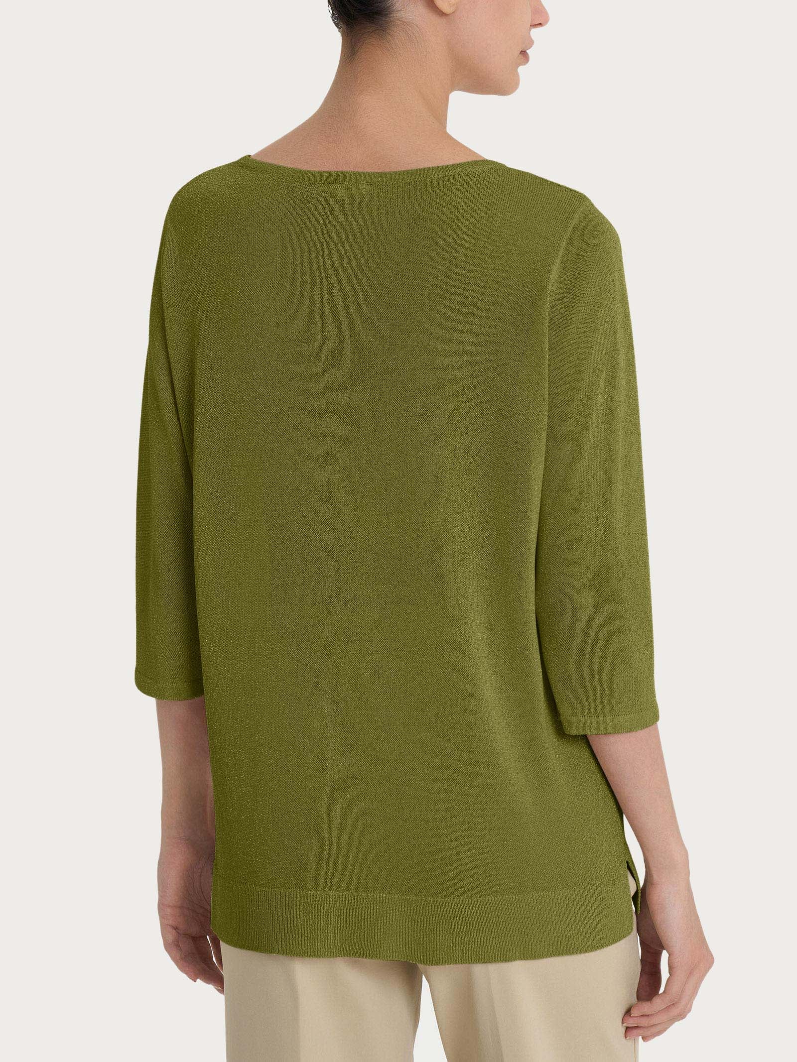 Maglia con manica 3/4 in Crêpe Lurex - Sphagnum - Image 4