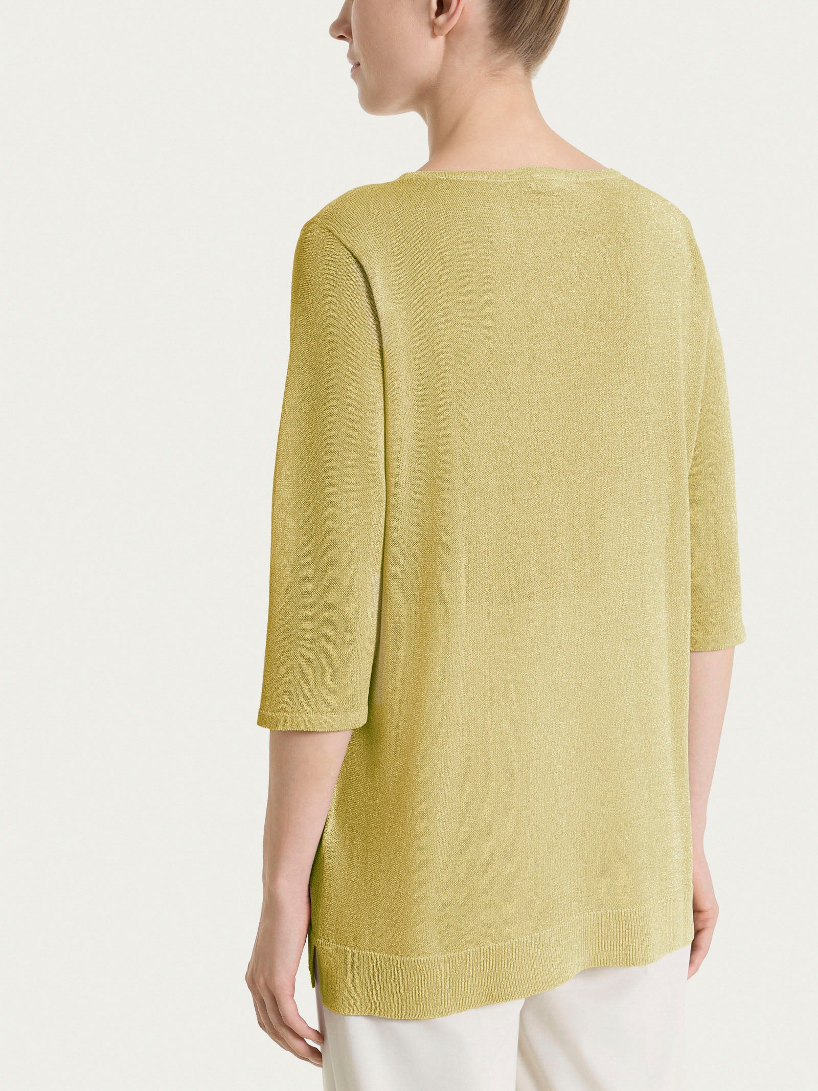 Maglia con manica 3/4 in Crêpe Lurex - Khaki - Image 2
