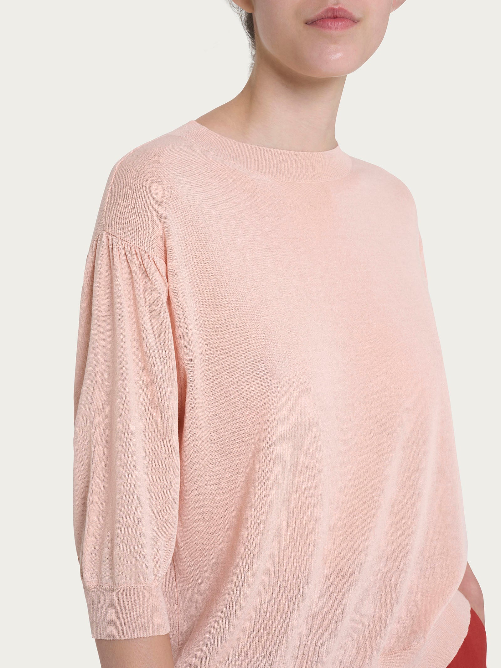 Maglia con manica a palloncino in Crêpe  - Cameo Rose - Image 3