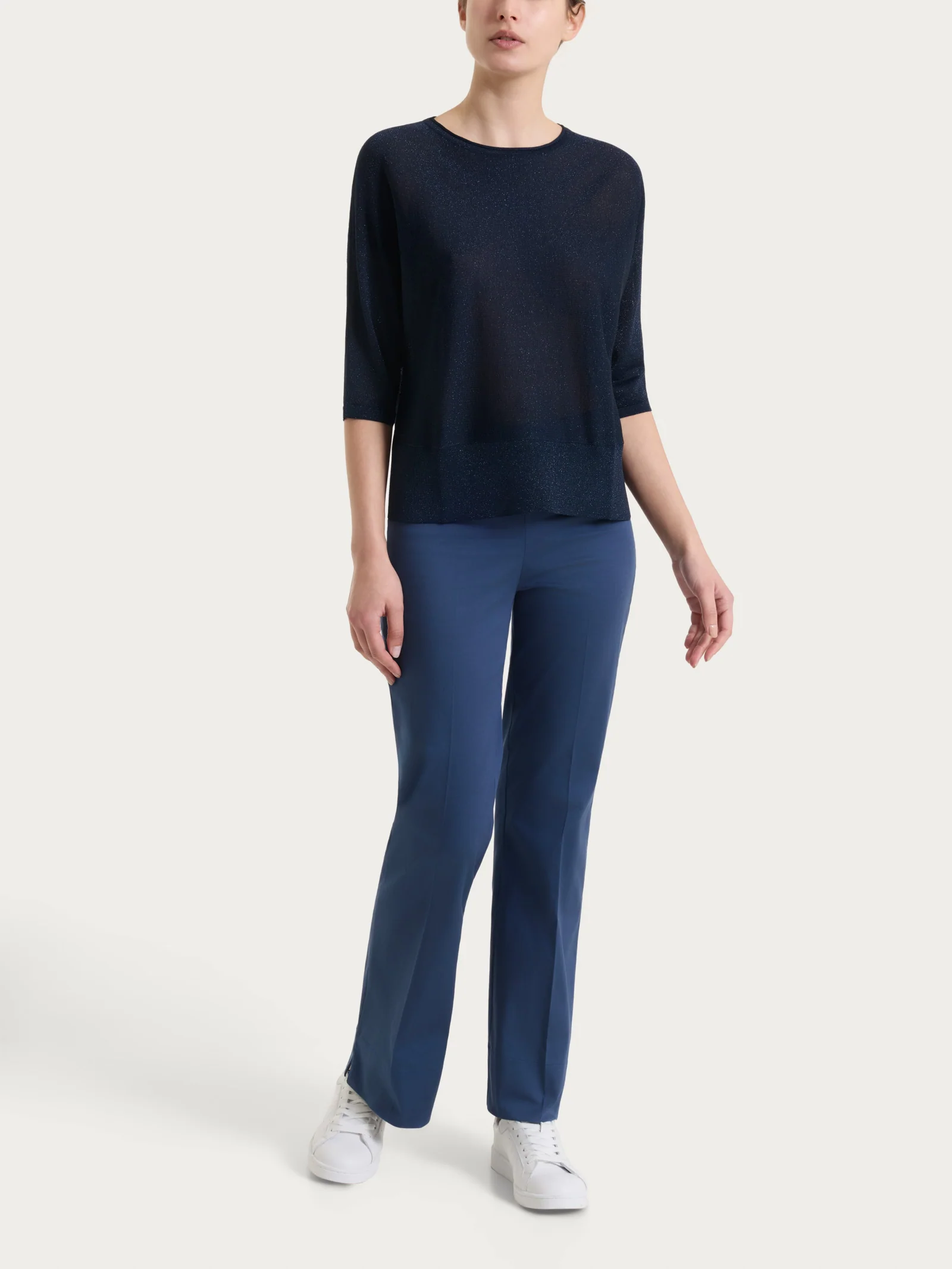 Maglia con manica a pipistrello in Crêpe Lurex - Bleu - Image 6