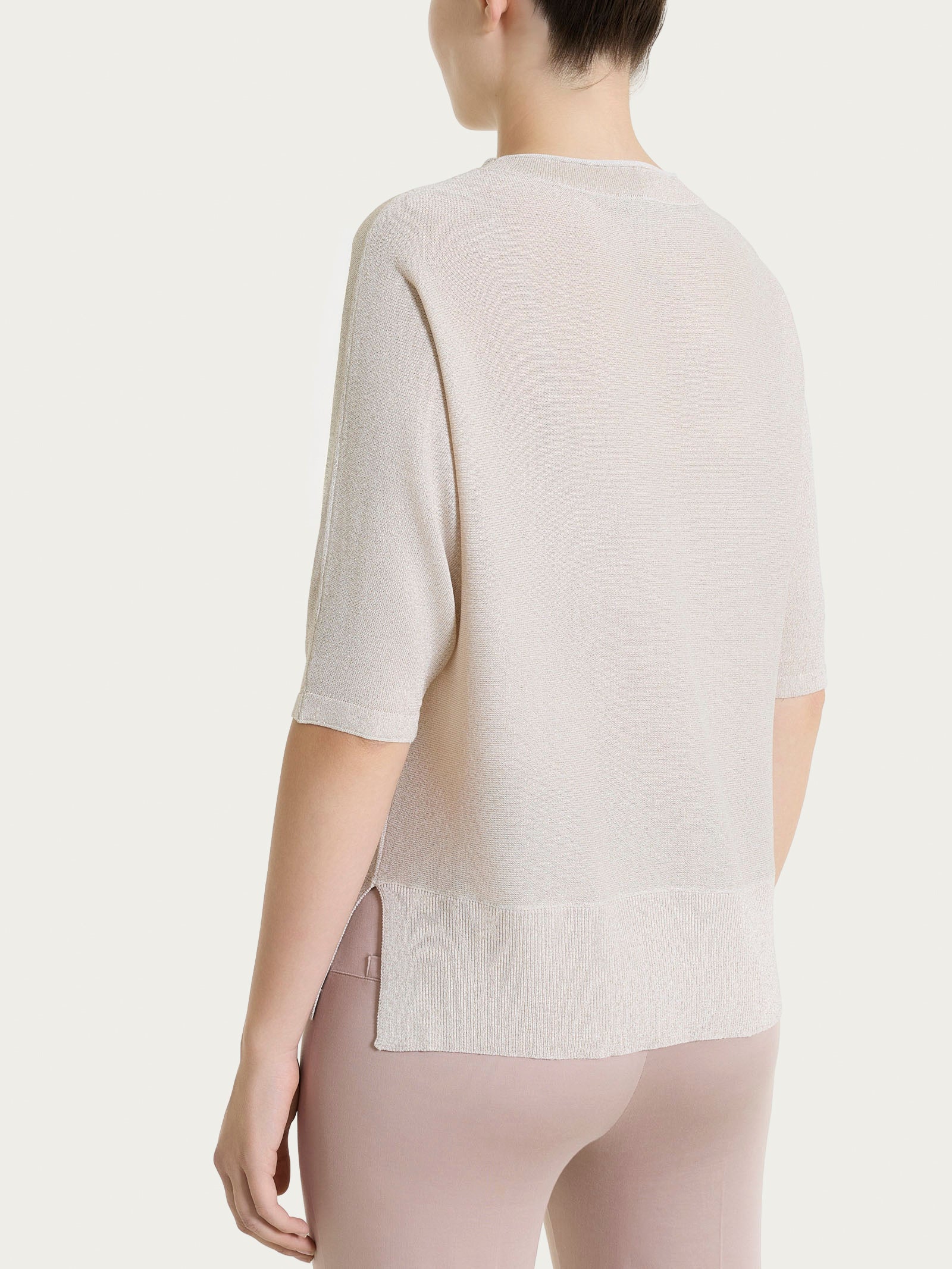 Maglia con manica a pipistrello in Crêpe Lurex - Lilac Ash - Image 2