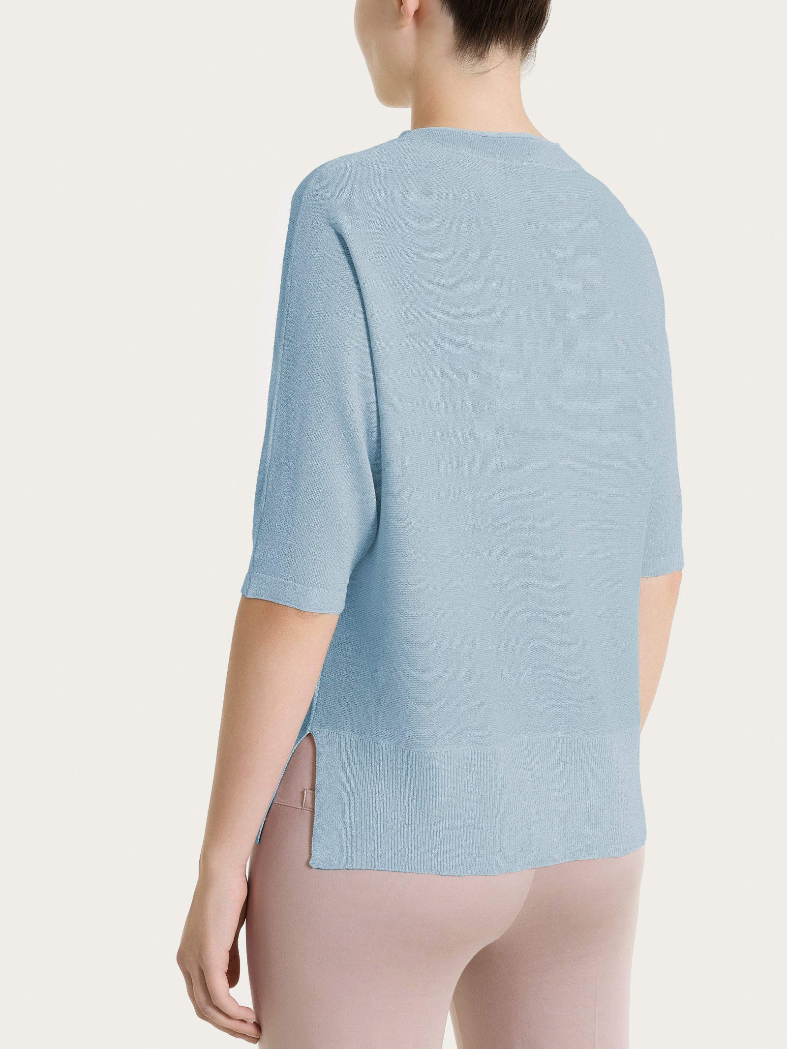 Maglia con manica a pipistrello in Crêpe Lurex - Dusty Blue - Image 3