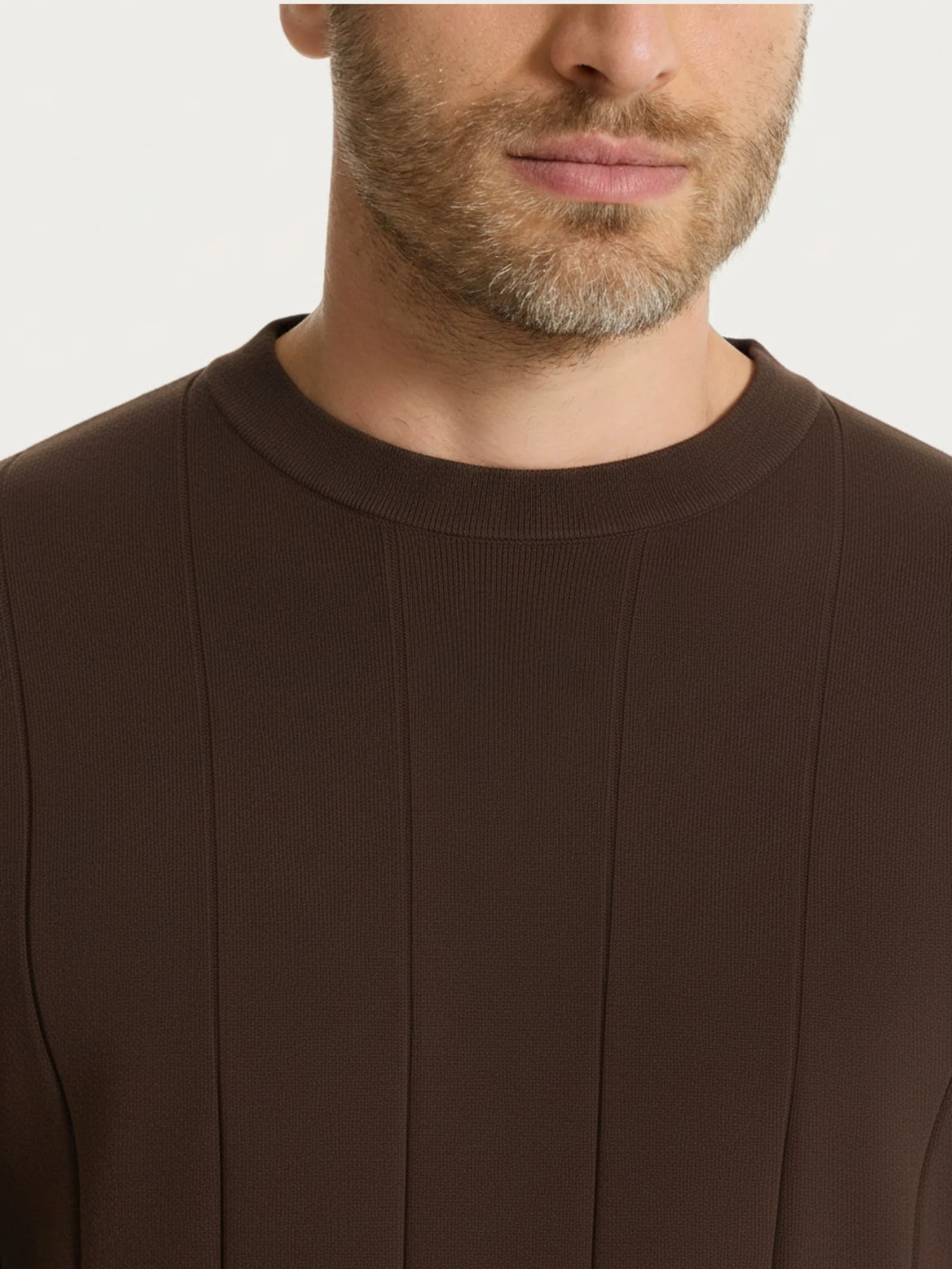 Maglia con manica corta a costa piatta in Puro Cotone - Chocolate Torte - Image 3