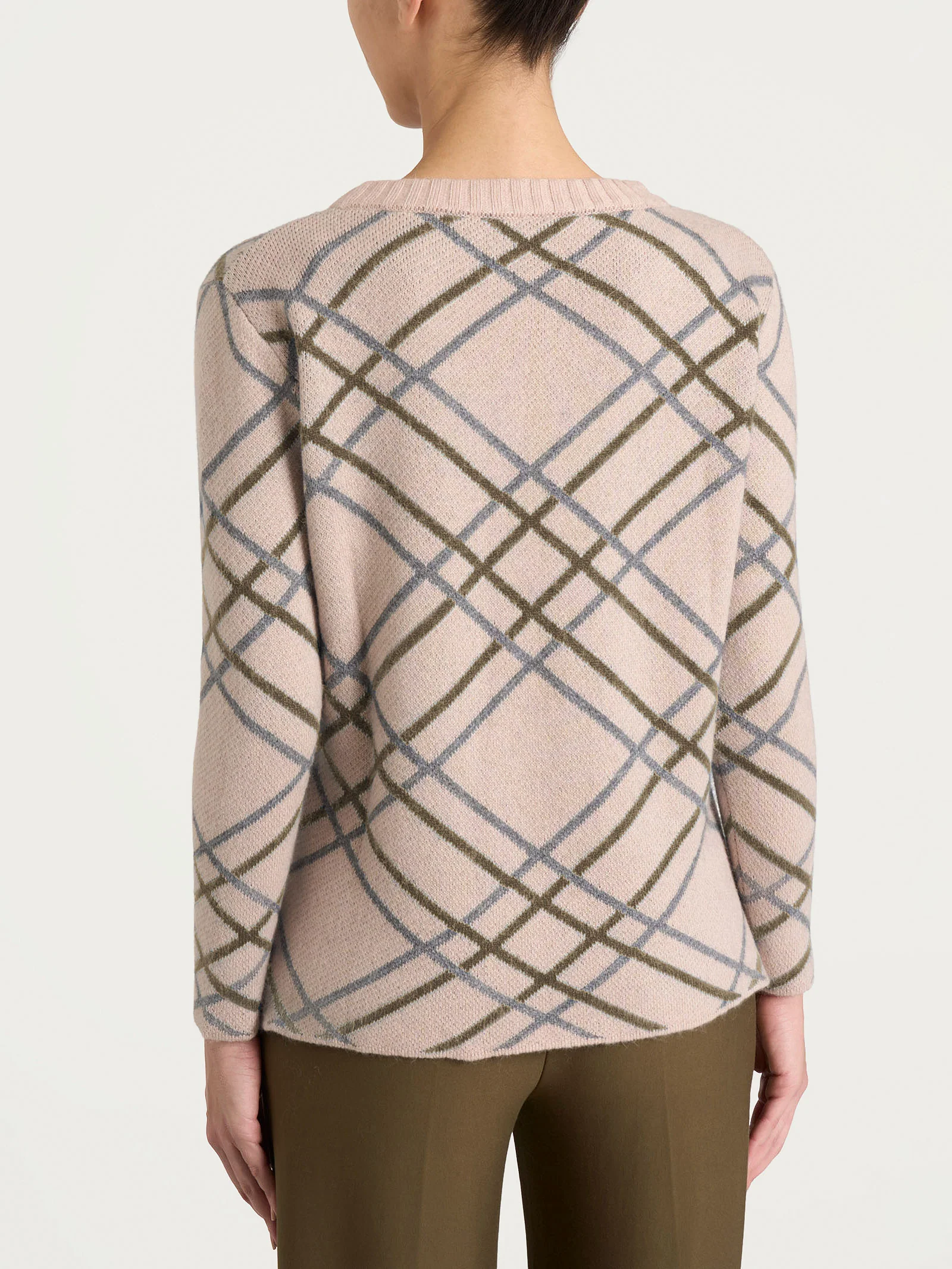 Maglia con scollo a barchetta e check pattern in Natural Soft - Fant.Zenzero Mel. - Image 2