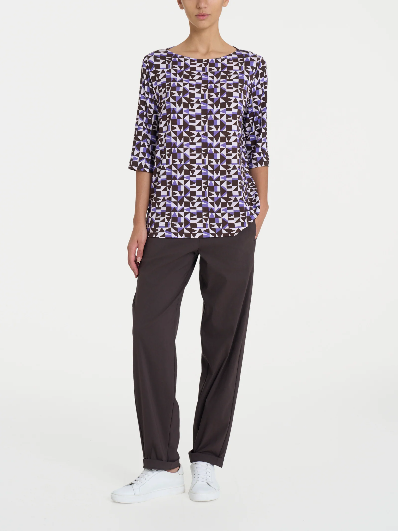 Maglia con scollo a barchetta e geometric pattern in Viscosa Summer - Fant. Thistle - Image 4