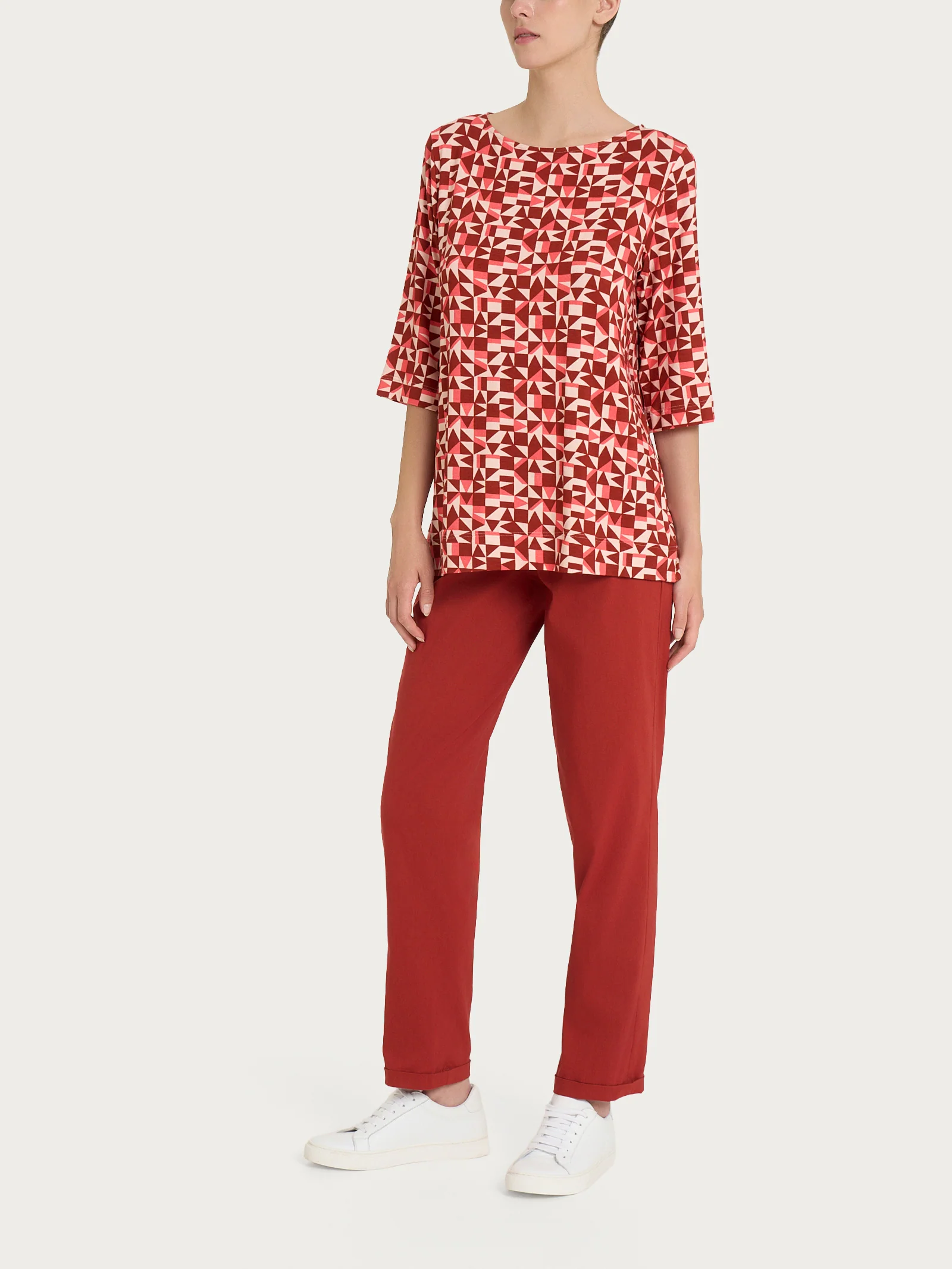 Maglia con scollo a barchetta e geometric pattern in Viscosa Summer - Fant. Dubarry - Image 4