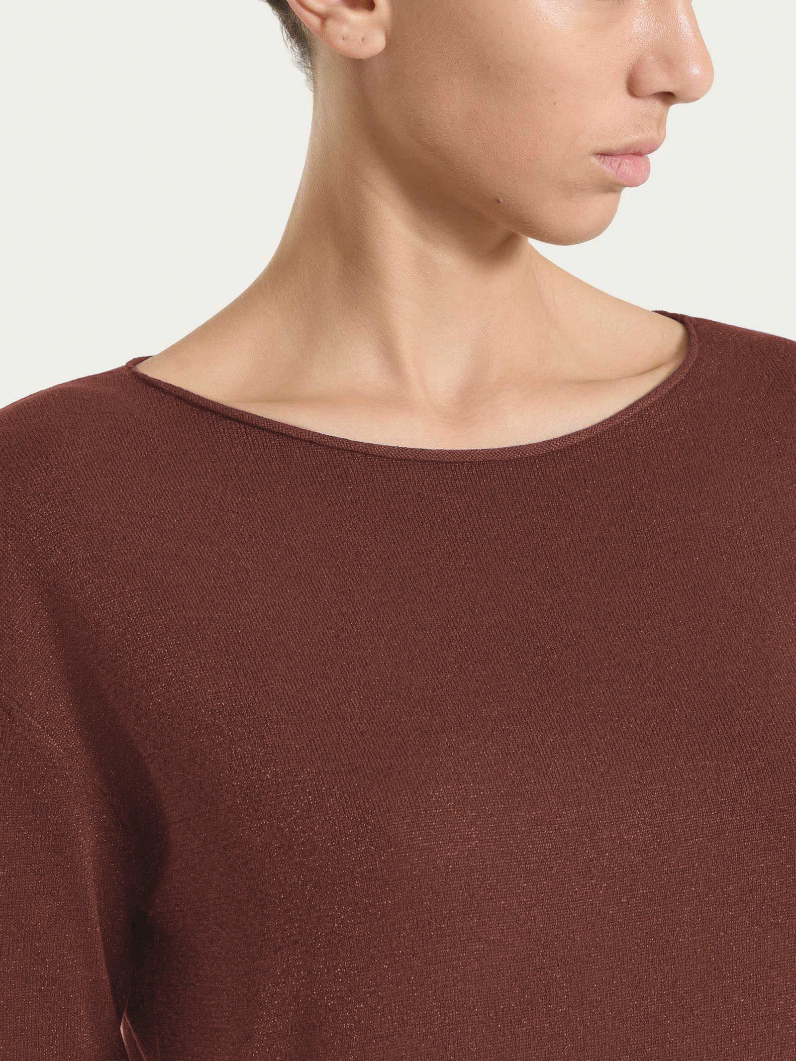 Maglia con scollo a barchetta in Lurex Summertime - Cappuccino - Image 3