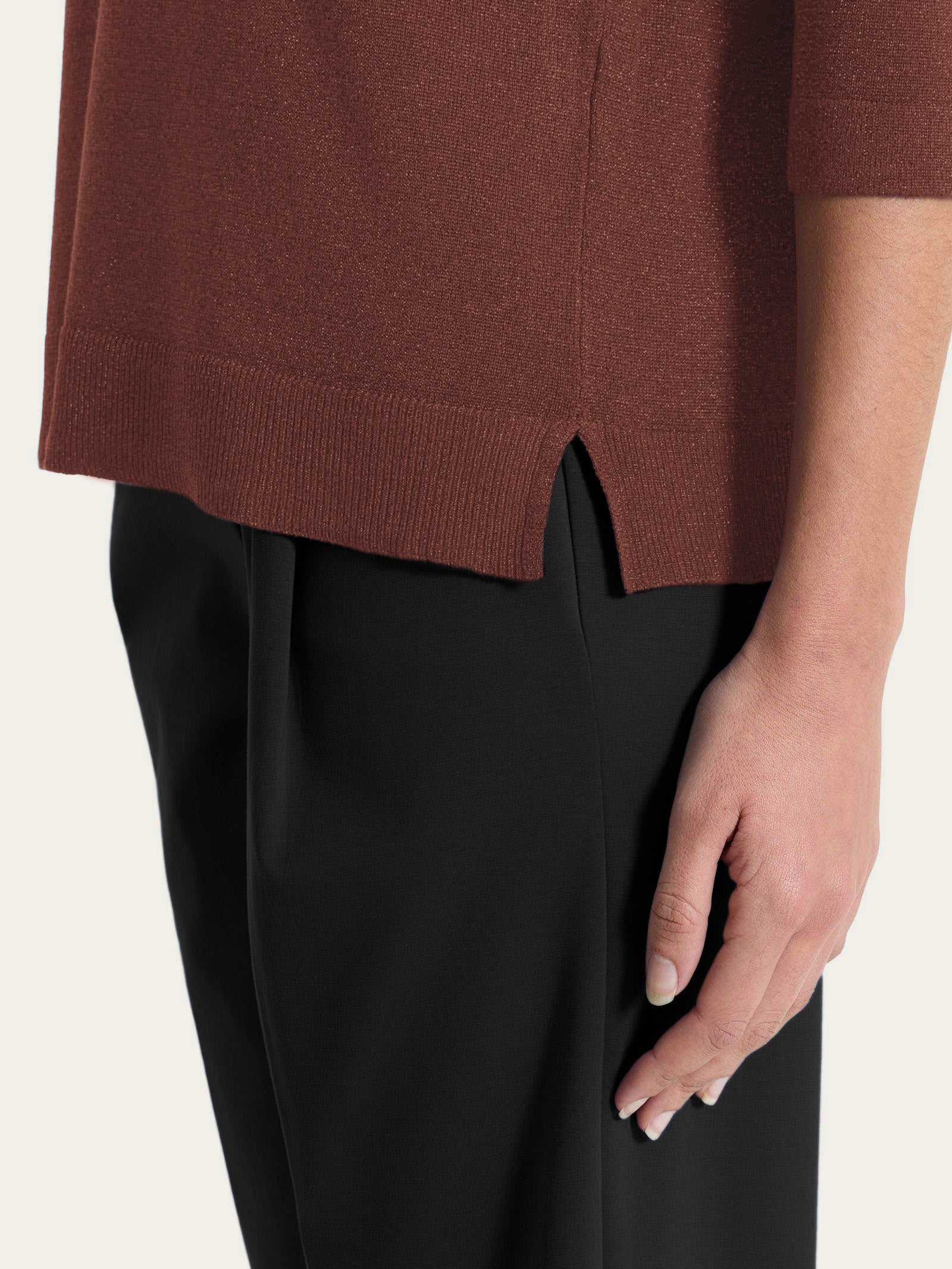 Maglia con scollo a barchetta in Lurex Summertime - Cappuccino - Image 4